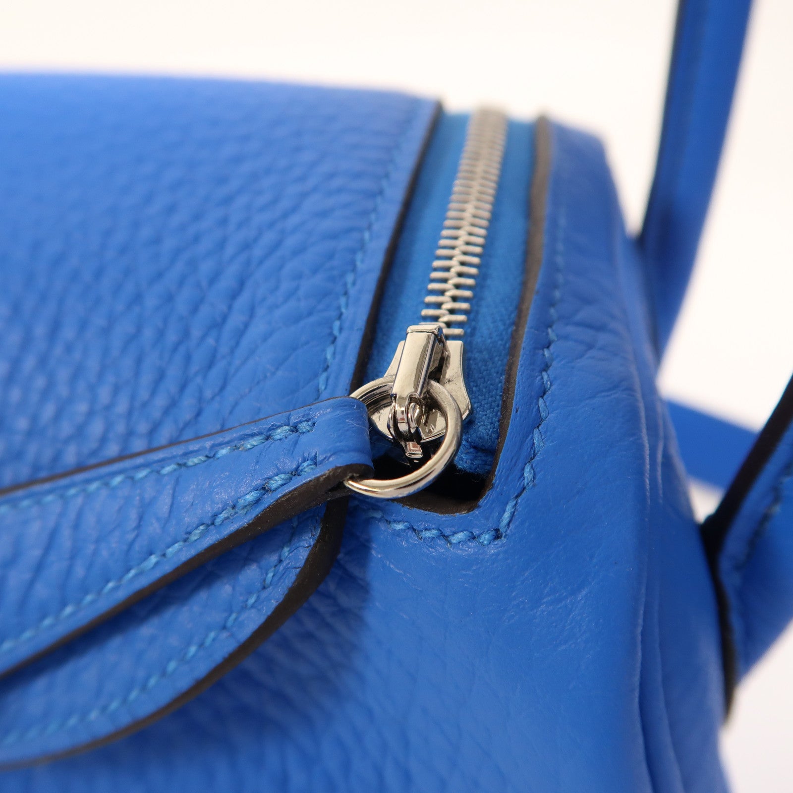 HERMES 【激減優惠】Clemence皮革Mini Lindy銀扣手挽肩背兩用袋Blue Hydra