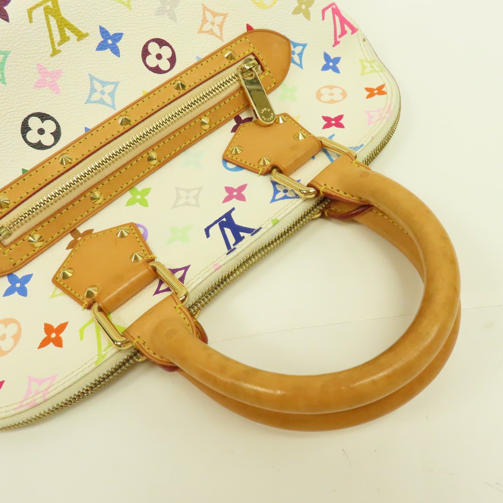 LOUIS VUITTON Monogram Multicolore Alma金扣手挽袋白色/彩色