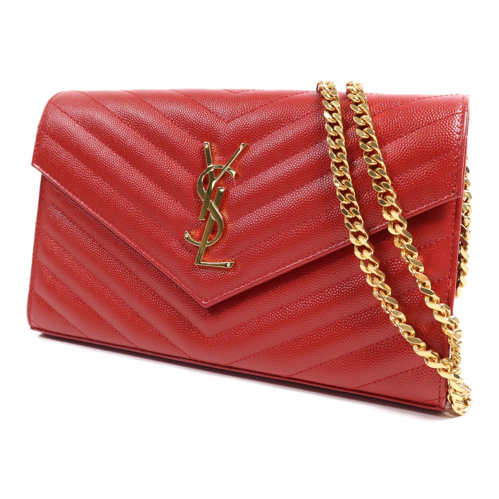 SAINT LAURENT 牛皮皮革Cassandre Envelope金扣鏈帶肩背袋