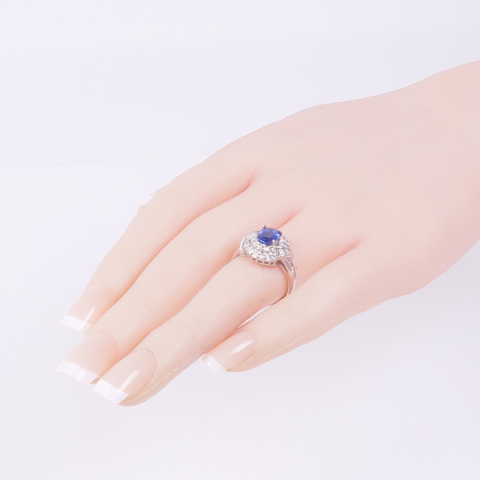 JEWELRY 【激減優惠】PT900鉑金Sapphire Diamond Ring藍寶石/鑽石戒指US#6.75