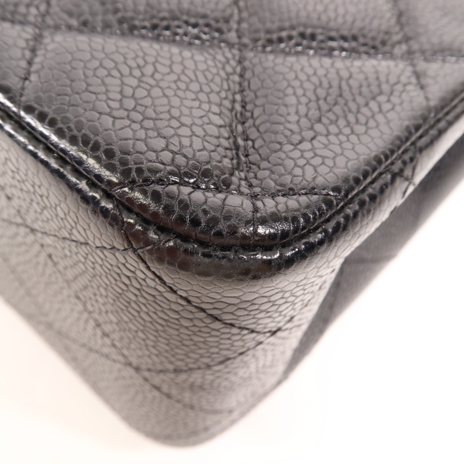 CHANEL 牛皮皮革Large Classic銀扣鏈帶肩背袋