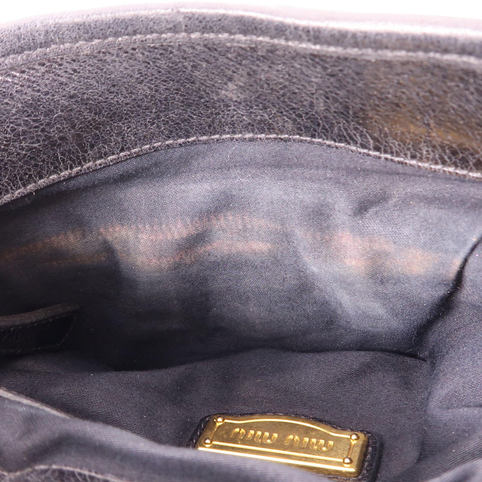 Miu Miu 【激減優惠】皮革Shoulder Bag金扣手挽肩背兩用袋