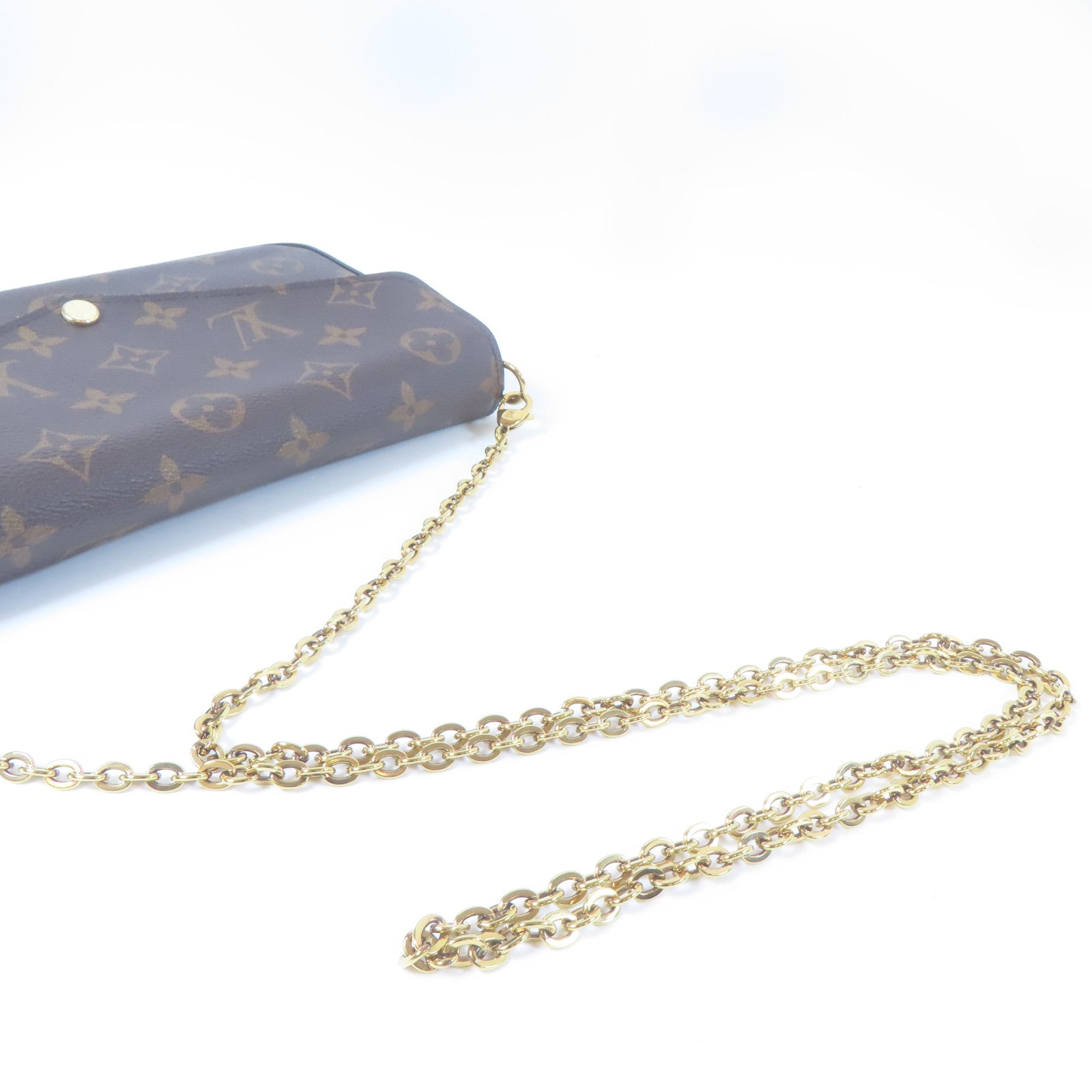 LOUIS VUITTON Monogram Felicie Pochette金扣鏈帶肩背袋啡色