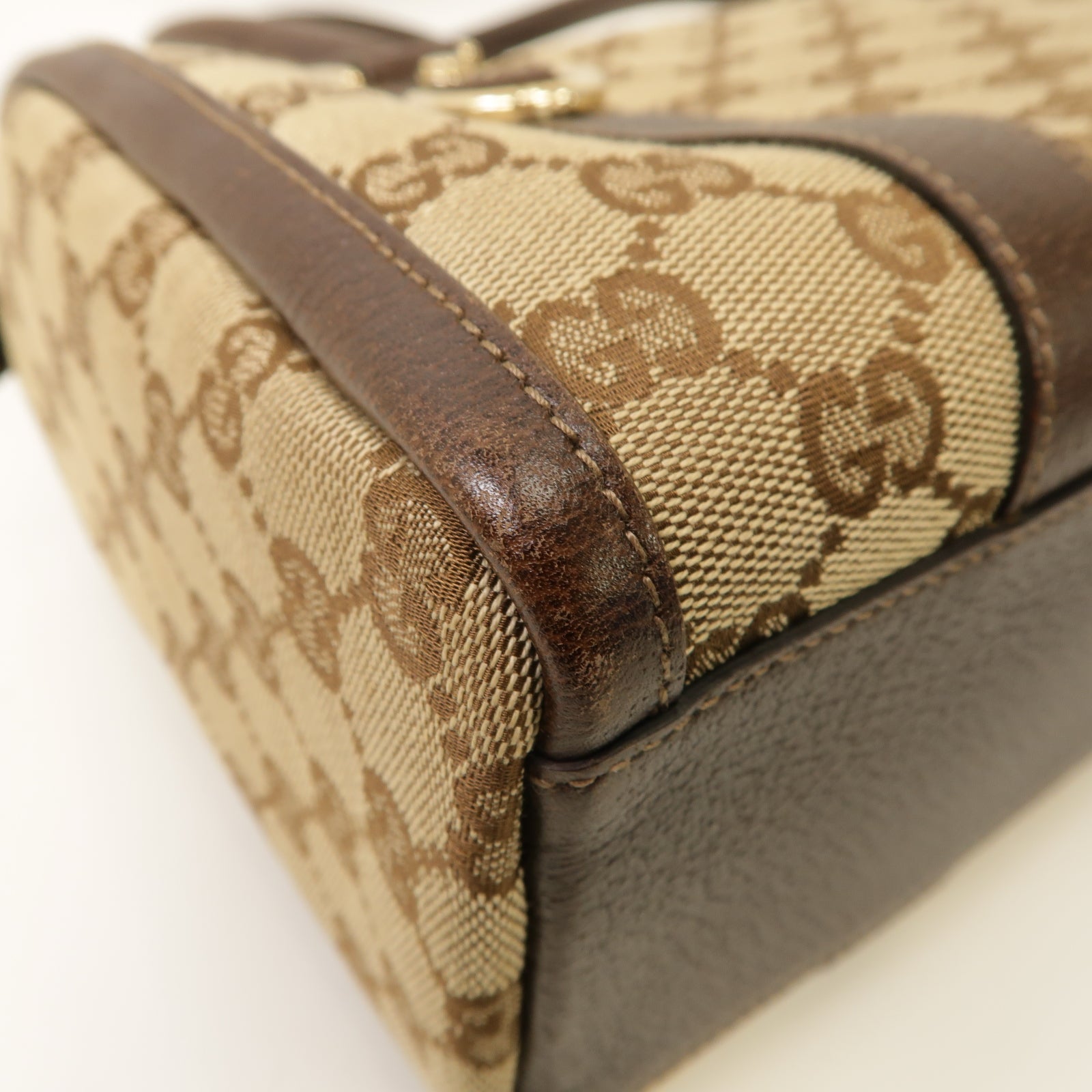 GUCCI 帆布Hand Bag手挽袋銀扣手挽袋啡色