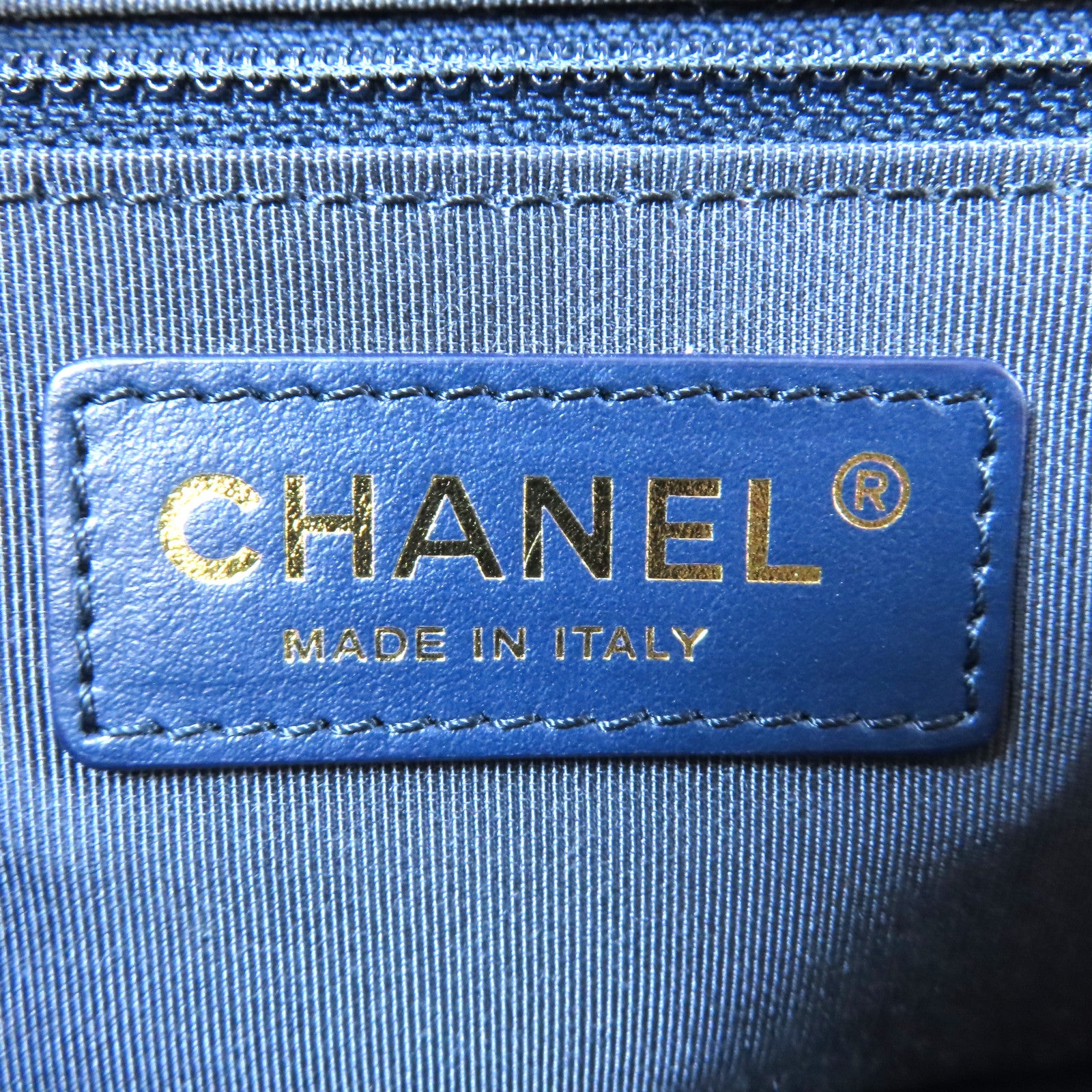 CHANEL 【激減優惠】菱格牛皮皮革Totebag銀扣鏈帶手挽肩背兩用袋深藍色
