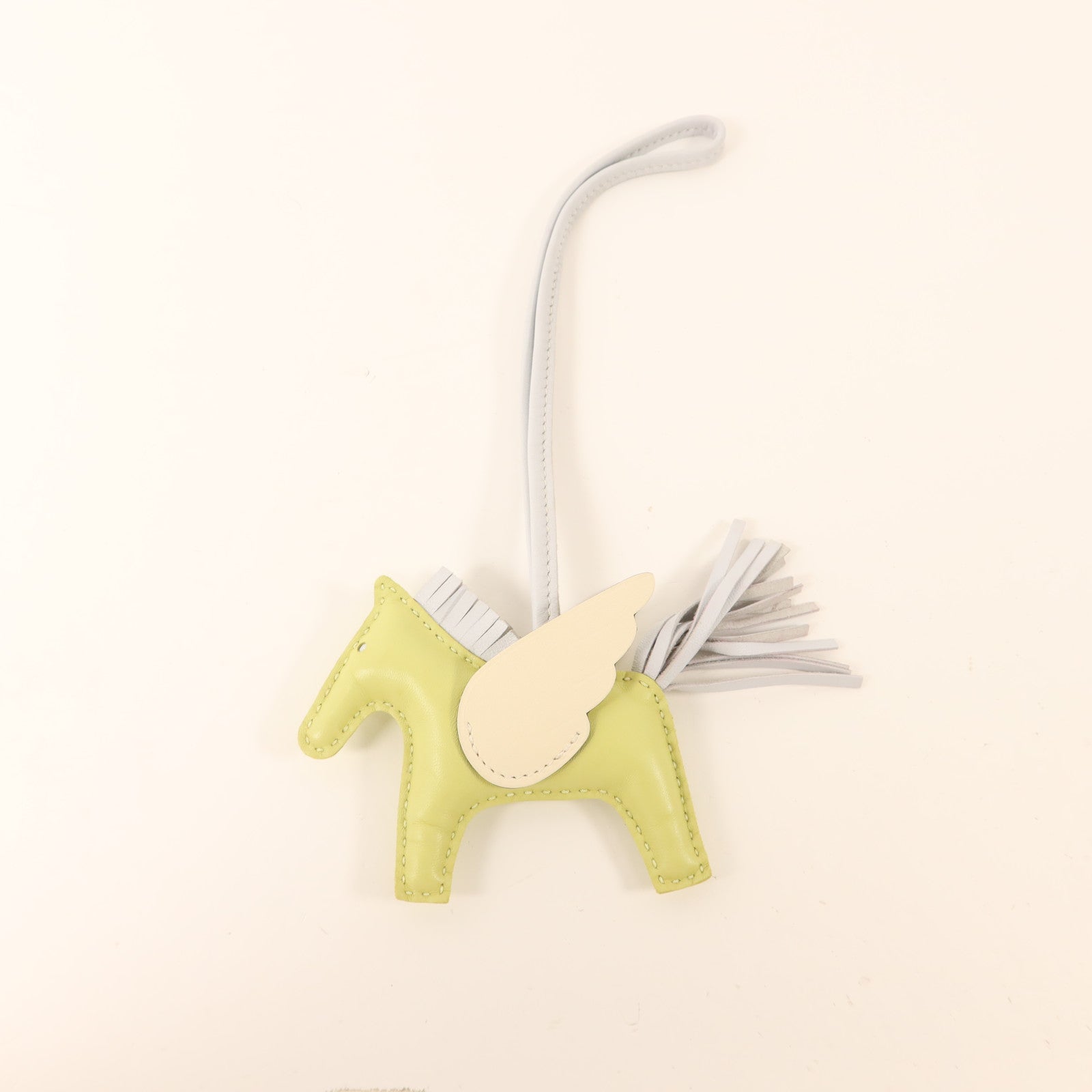 HERMES Milo/Swift皮革Rodeo Pegase PM掛飾Jaune Bourgeon/Bleu Brume