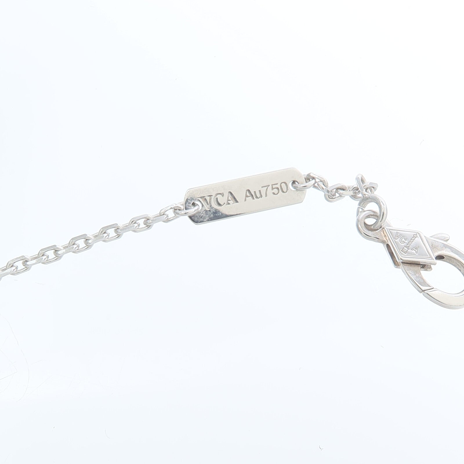 Van Cleef & Arpels 18K白金/玉髓Vintage Alhambra Pendant項鍊