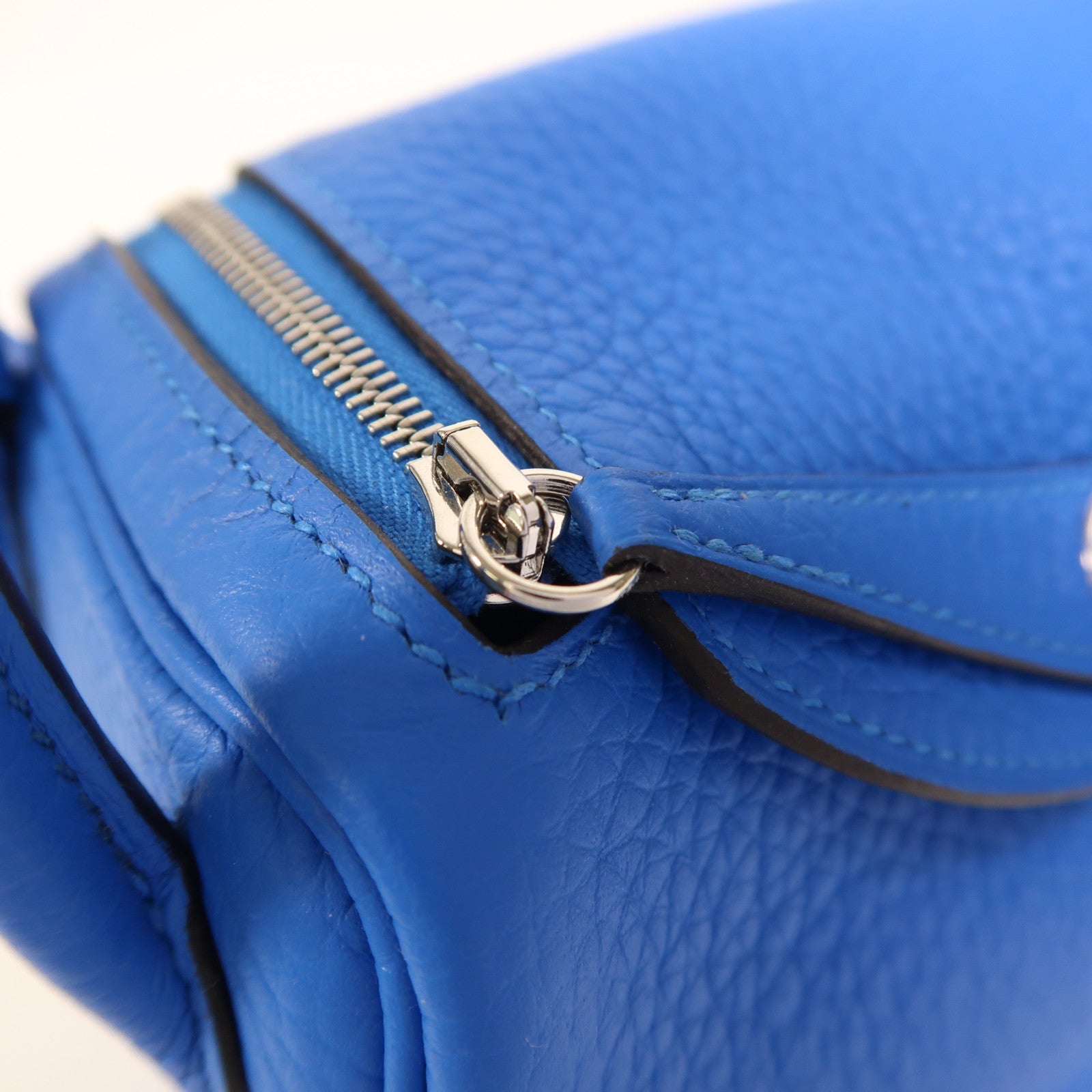 HERMES 【激減優惠】Clemence皮革Mini Lindy銀扣手挽肩背兩用袋Blue Hydra