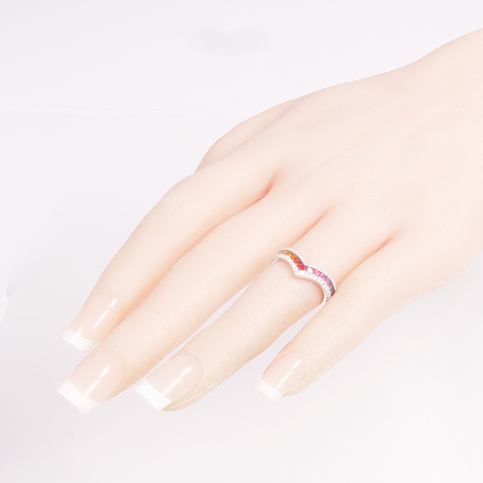 JEWELRY 18K白金Diamond Color Stone Ring鑽石/彩色寶石戒指US#5