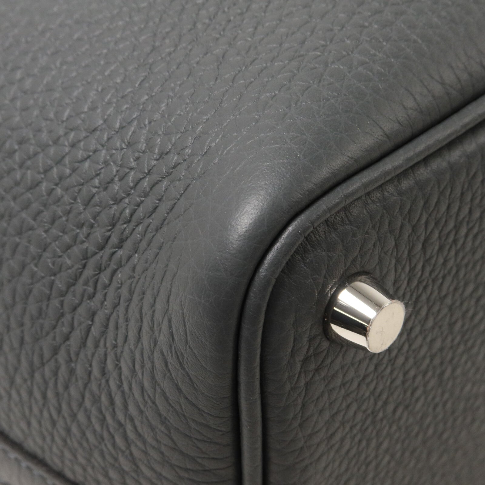 HERMES Clemence皮革Picotin PM手挽袋Gris Misty