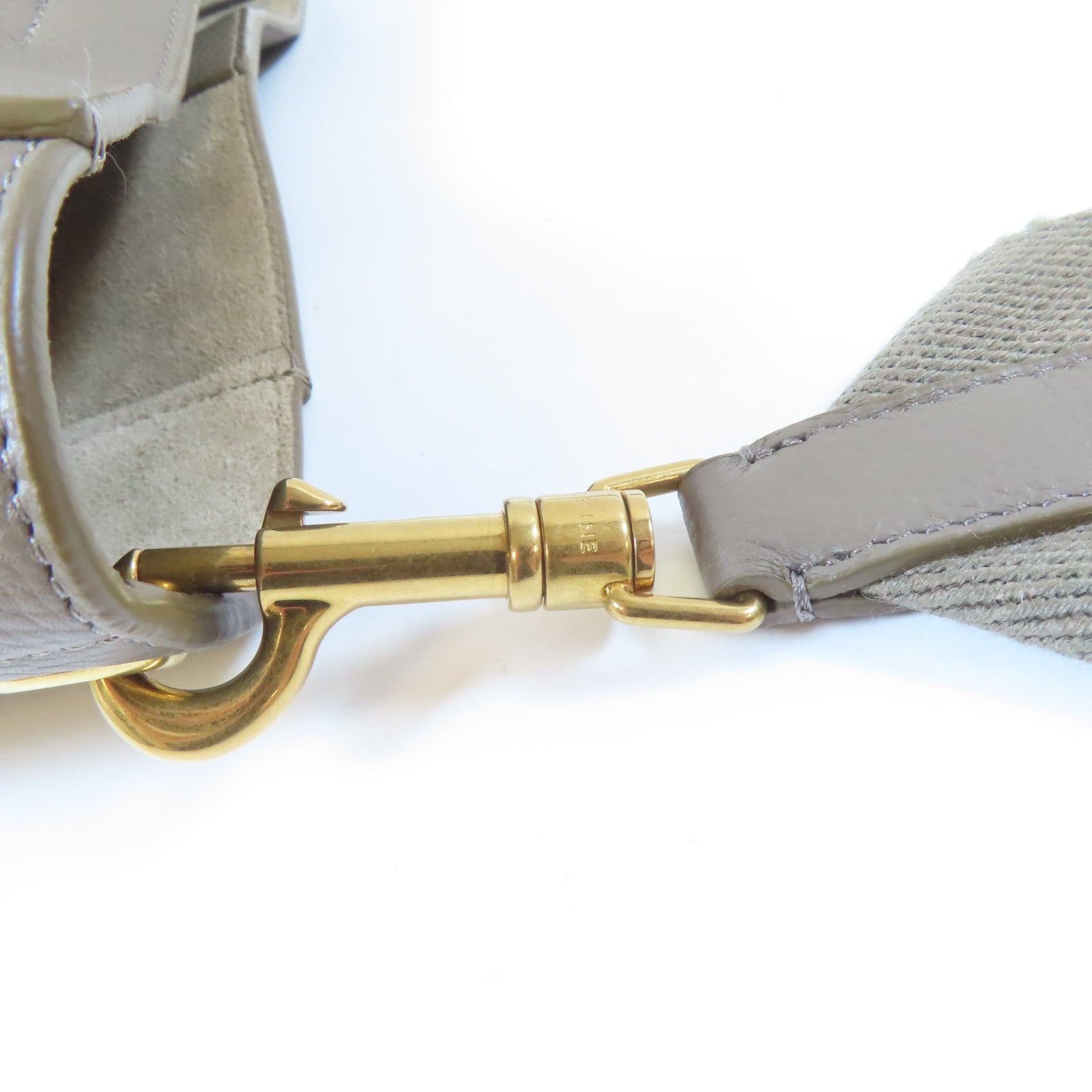 CELINE 【激減優惠】牛皮皮革Sangle Bucket Small金扣肩背袋灰色