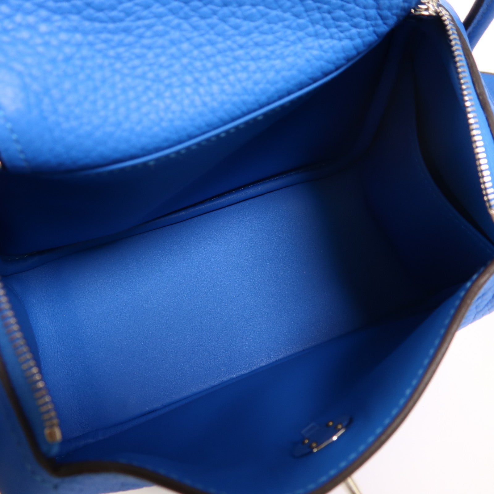 HERMES 【激減優惠】Clemence皮革Mini Lindy銀扣手挽肩背兩用袋Blue Hydra