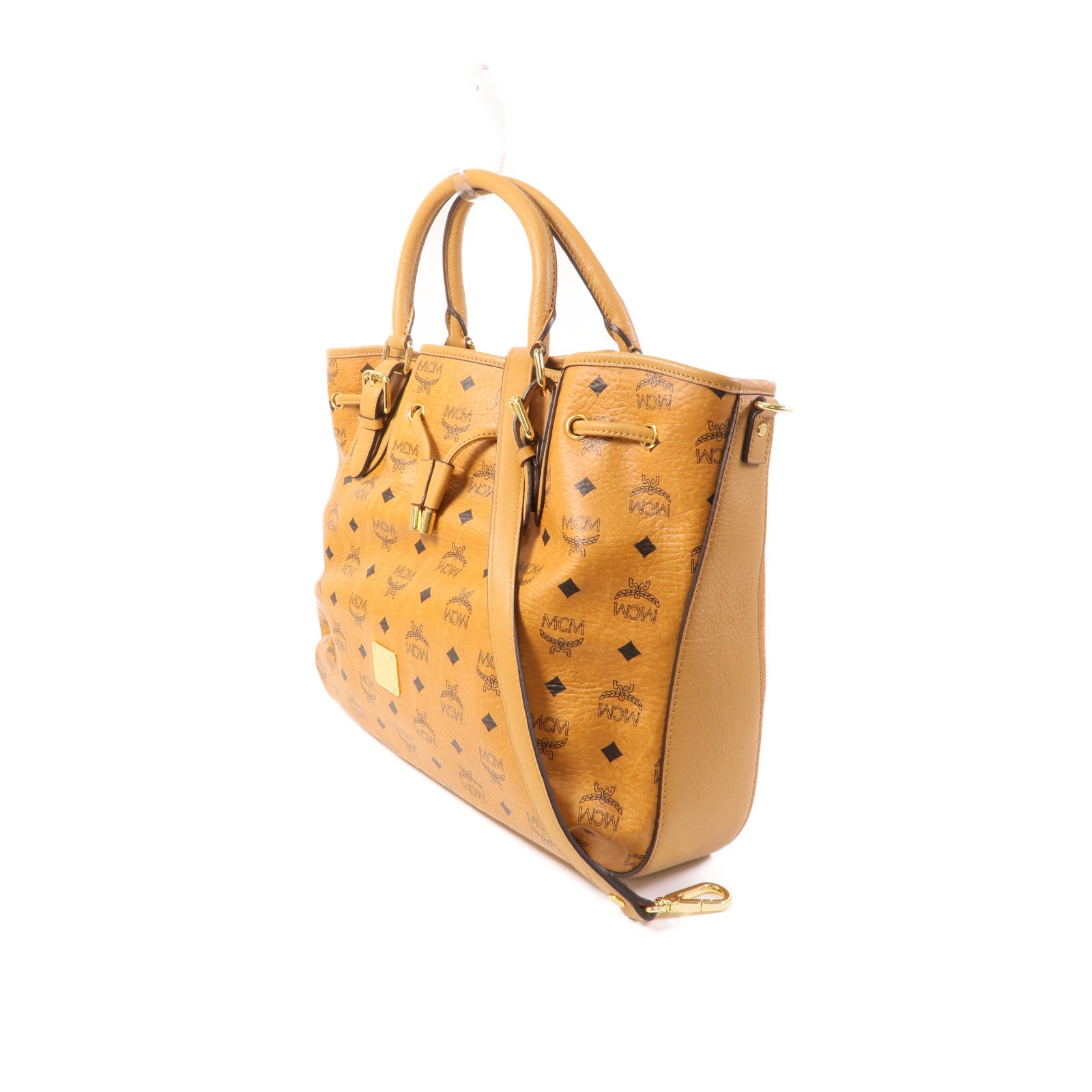 MCM 塗層帆布Shoulder Bag金扣手挽肩背兩用袋