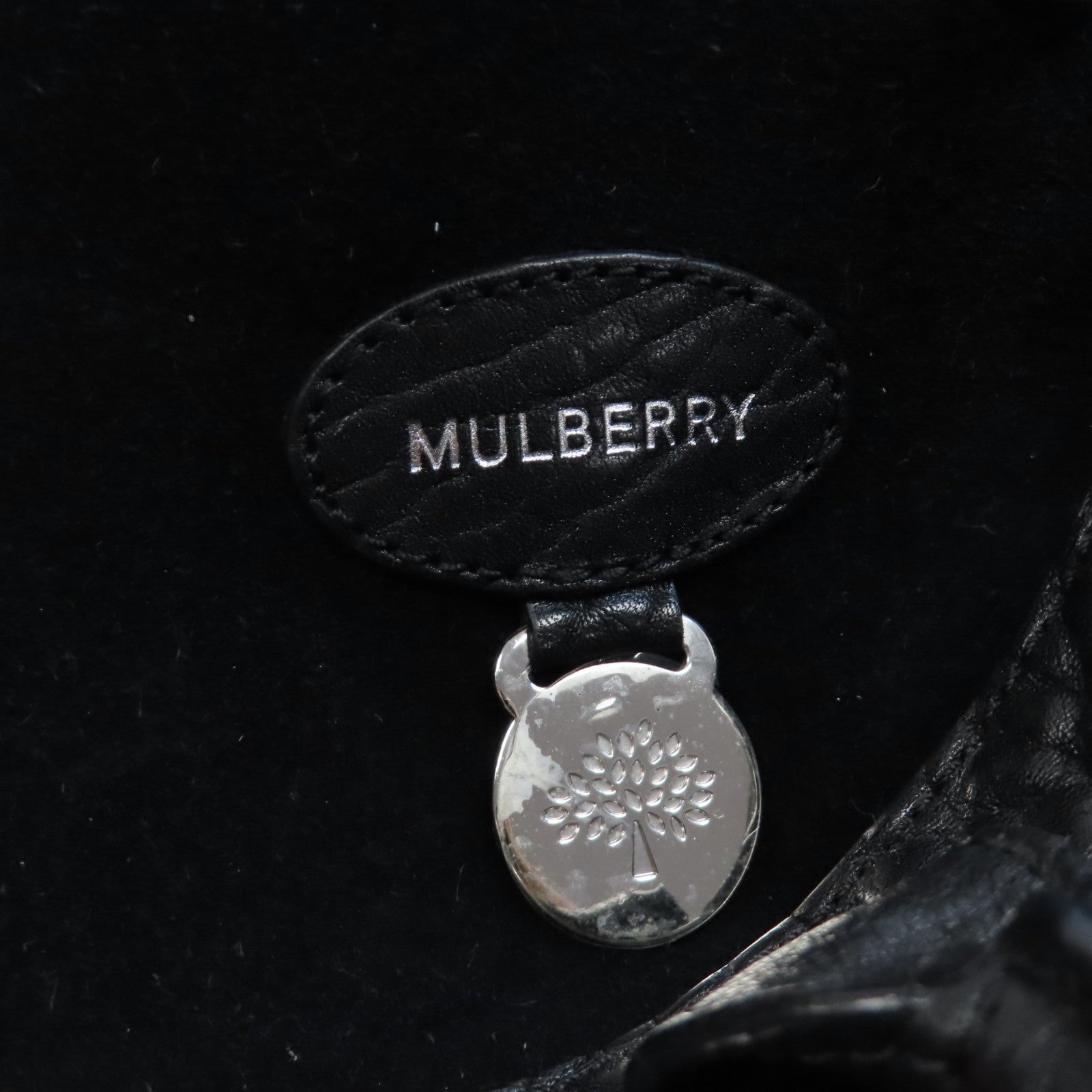 MULBERRY 【激減優惠】牛皮皮革Icon Bag銀扣手挽袋黑色