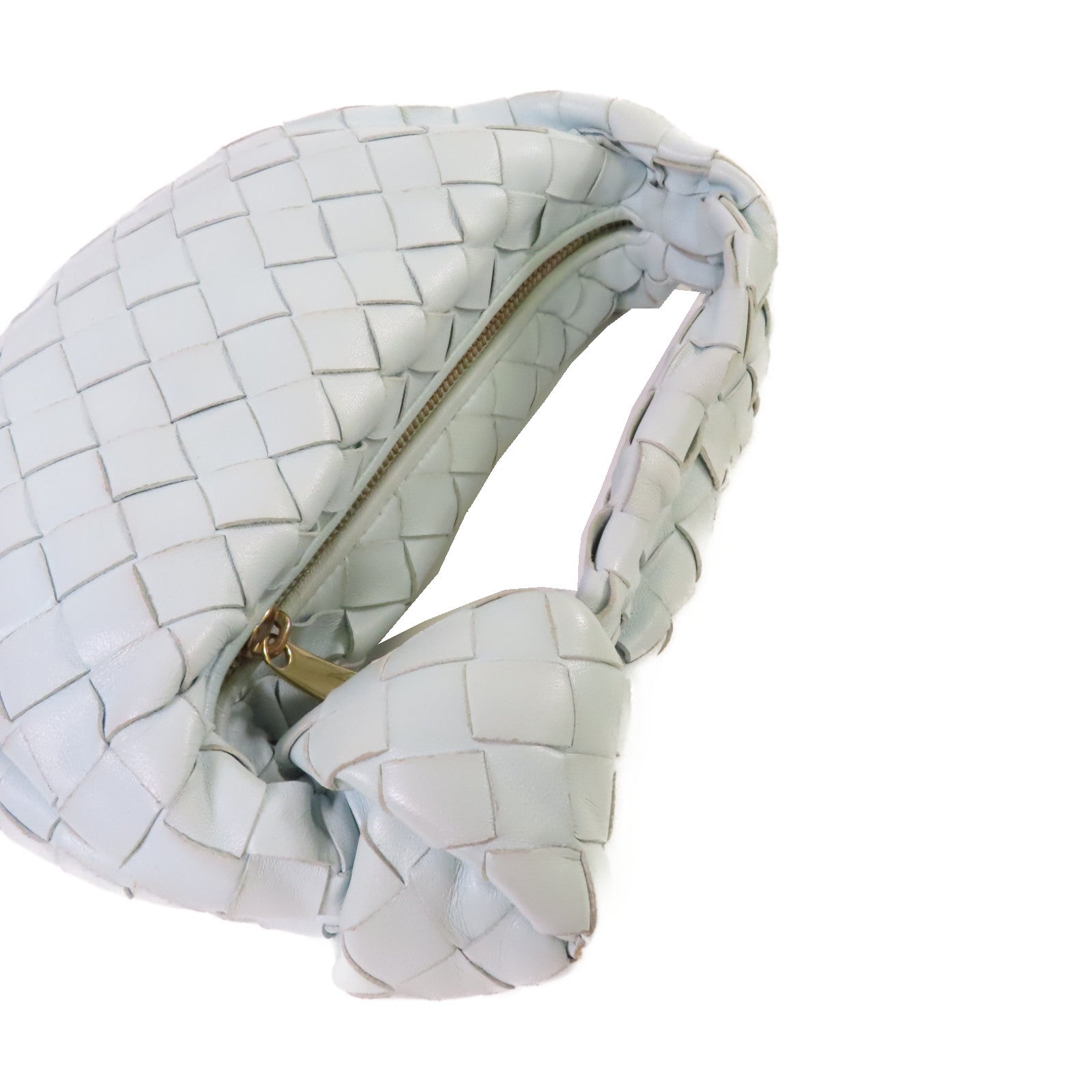 BOTTEGA VENETA 織紋皮革Mini Jodie Handbag金扣手挽袋淺藍色