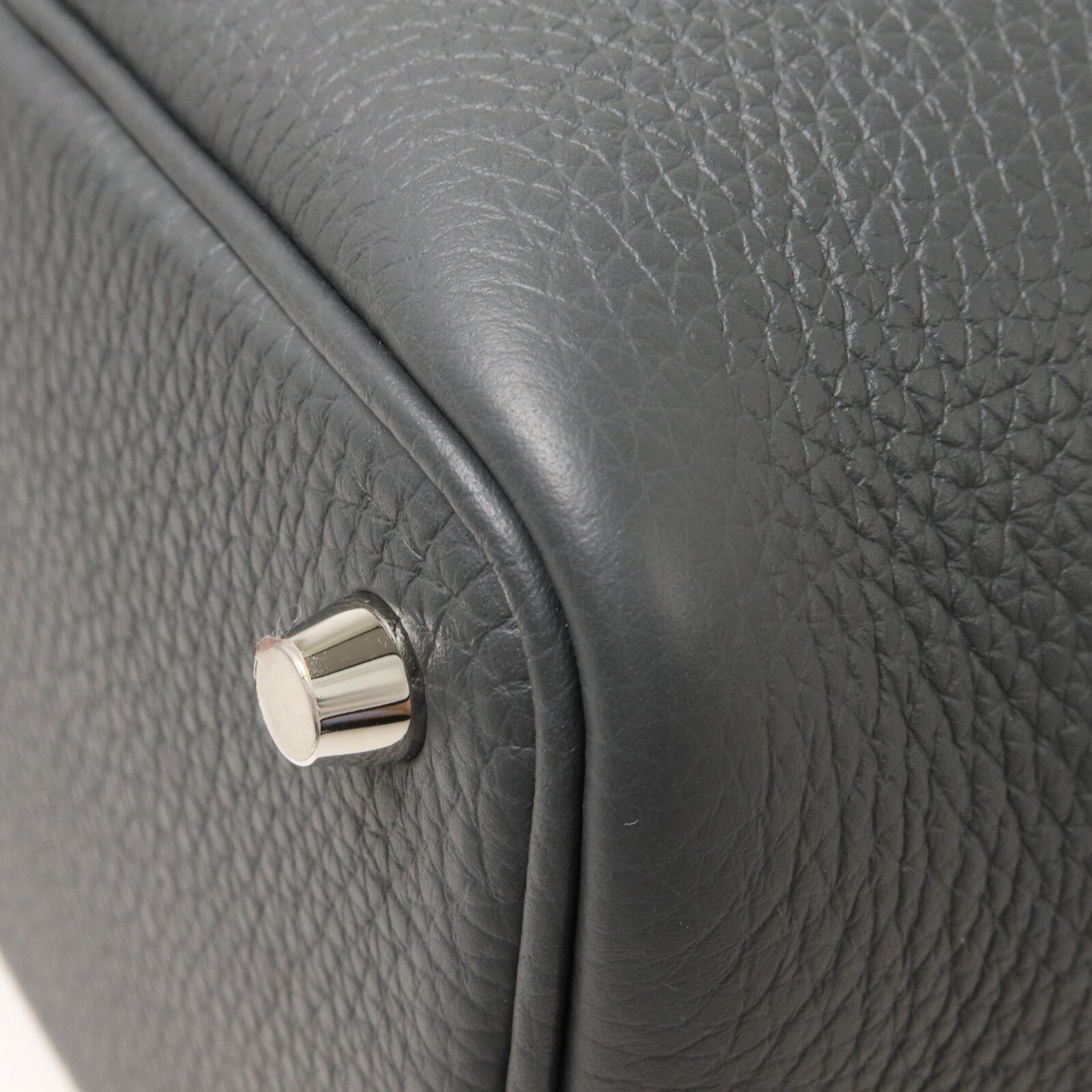 HERMES Clemence皮革Picotin PM手挽袋Gris Misty