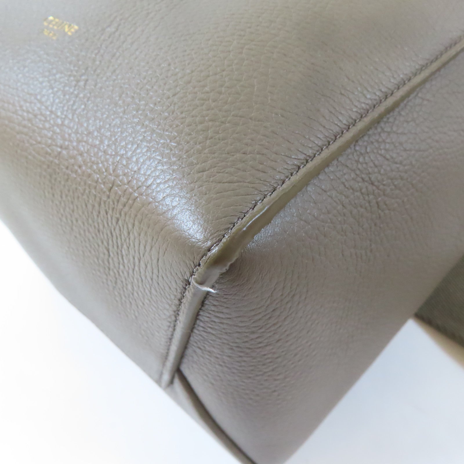 CELINE 【激減優惠】牛皮皮革Sangle Bucket Small金扣肩背袋灰色