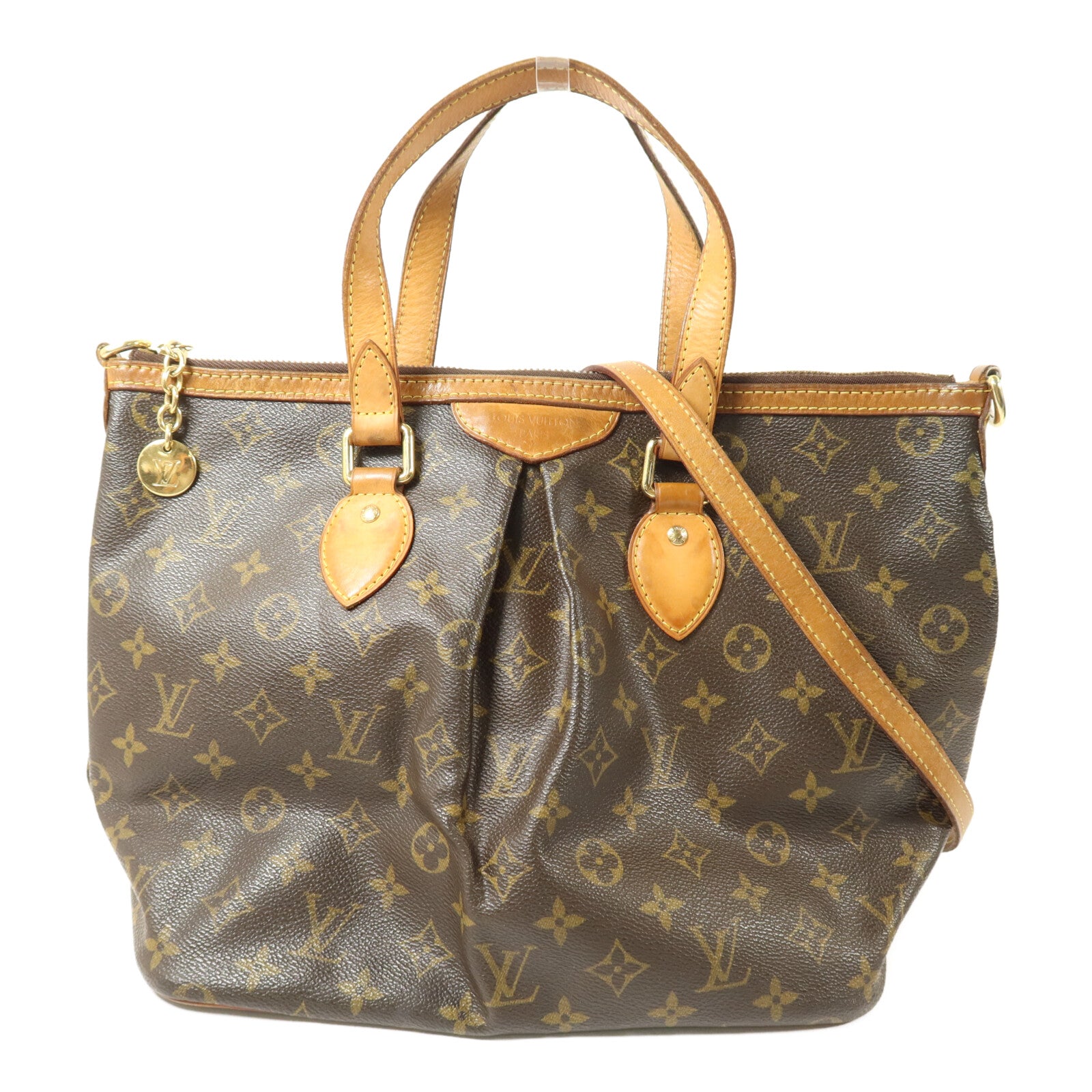 LOUIS VUITTON Monogram Palermo PM手挽肩背兩用袋棕色