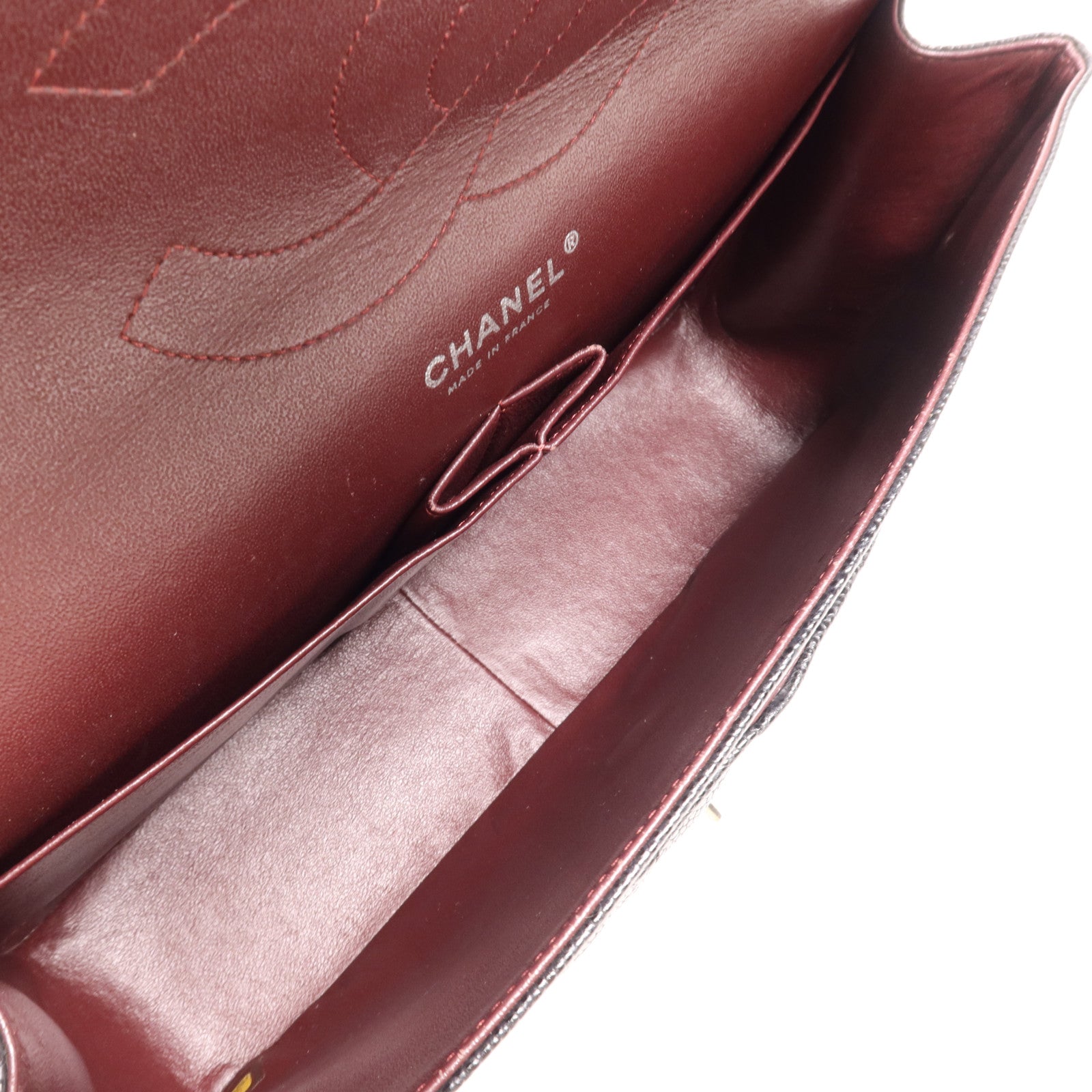 CHANEL 牛皮皮革Large Classic銀扣鏈帶肩背袋