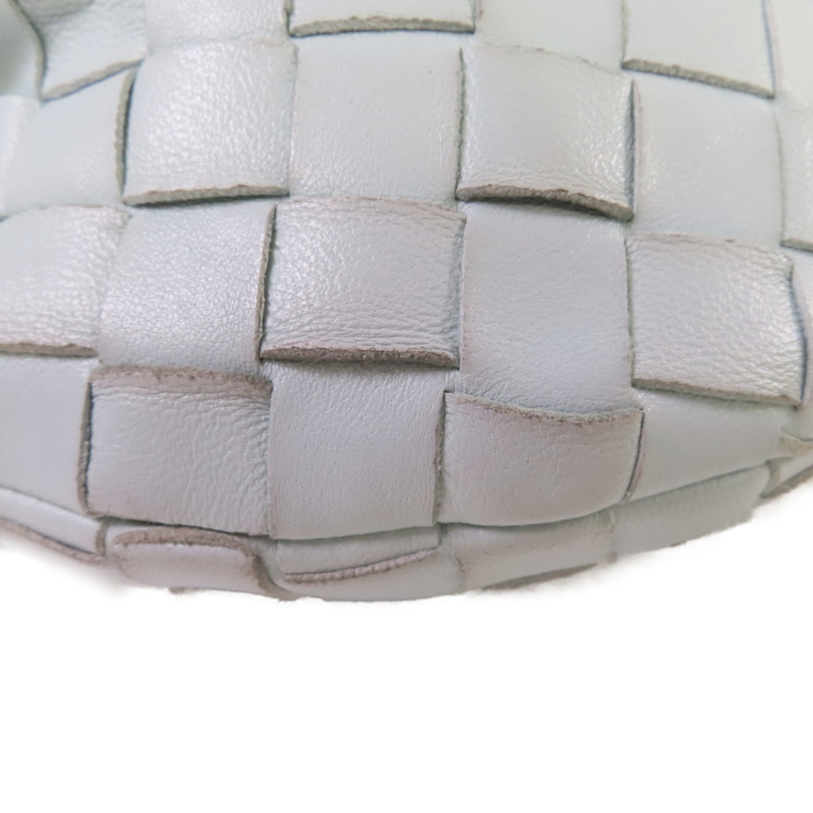 BOTTEGA VENETA 織紋皮革Mini Jodie Handbag金扣手挽袋淺藍色