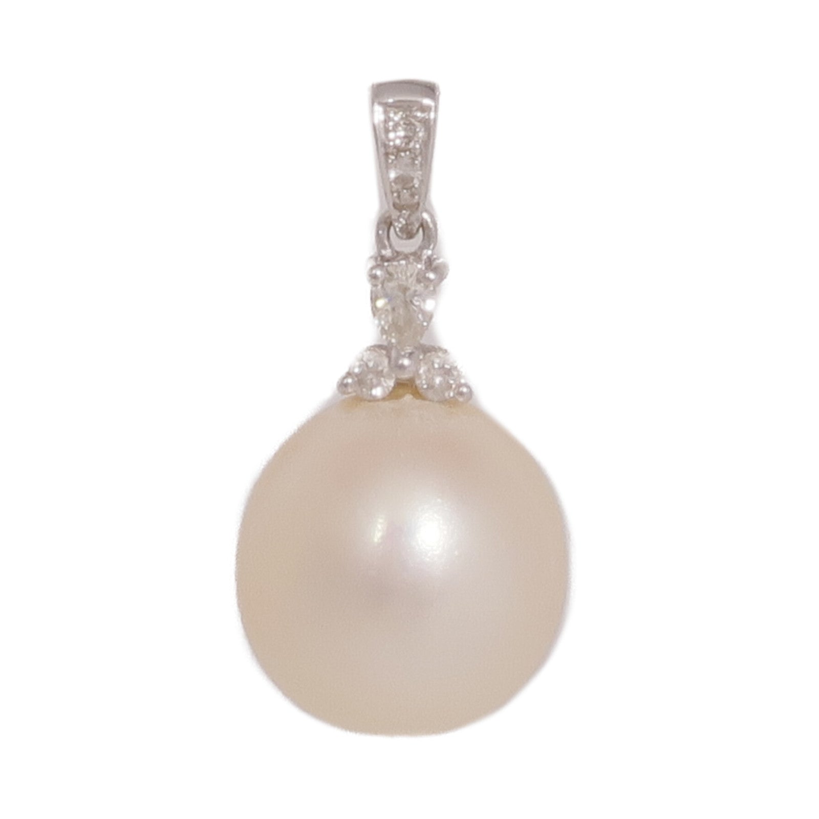 JEWELRY 18K白金Pearl Diamond Pendant Top珍珠/鑽石吊墜