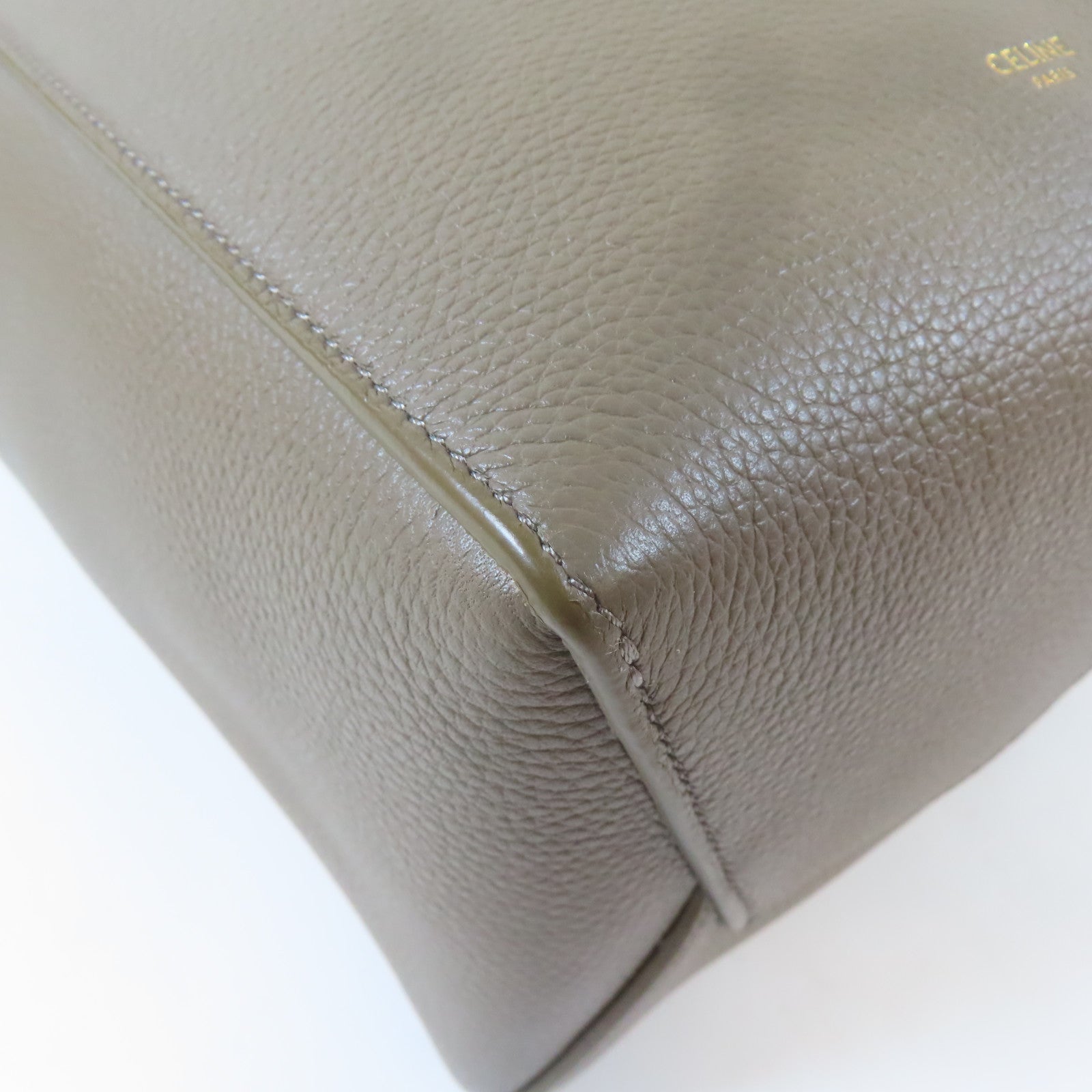 CELINE 【激減優惠】牛皮皮革Sangle Bucket Small金扣肩背袋灰色