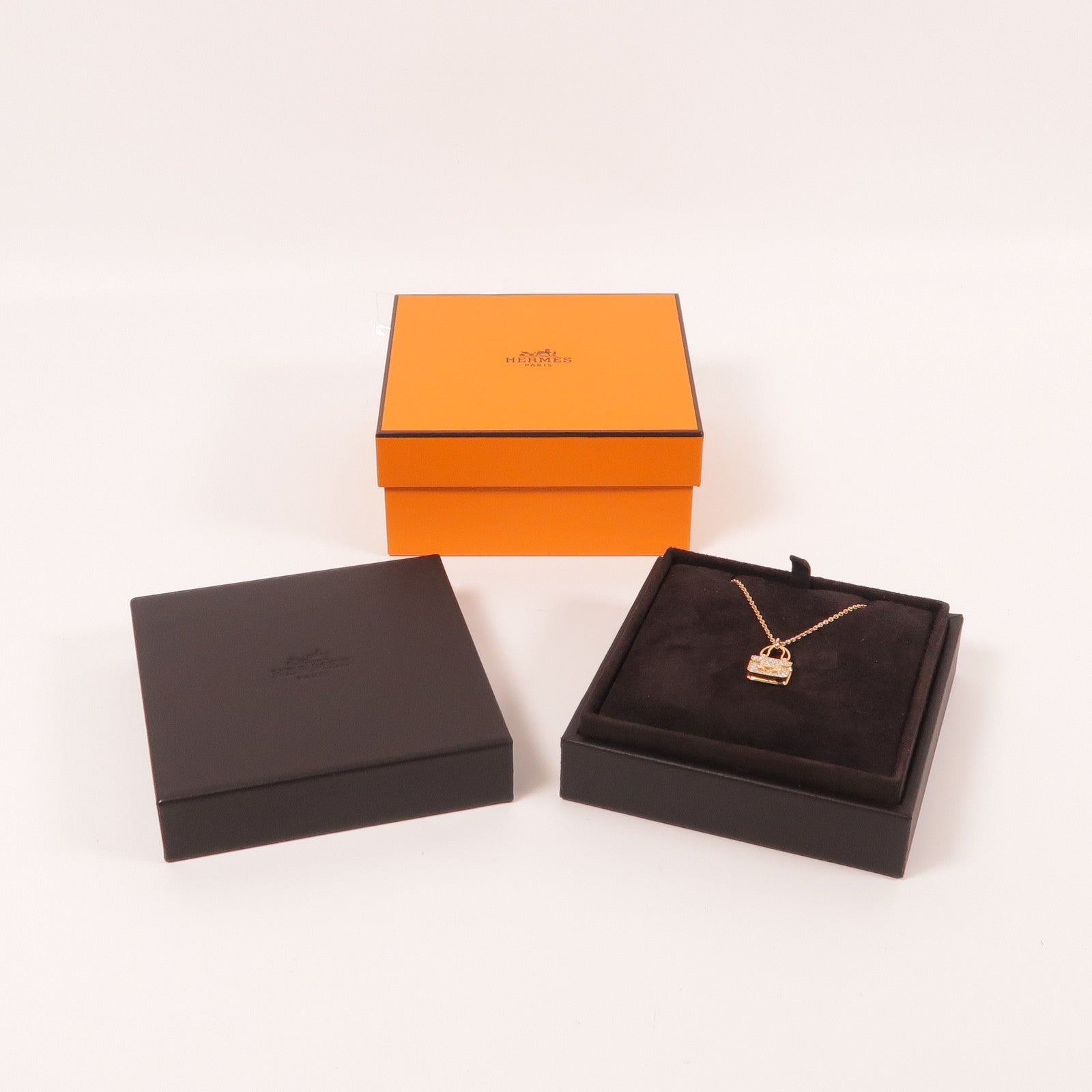 HERMES 18K玫瑰金Amulettes Constance Pendant項鍊