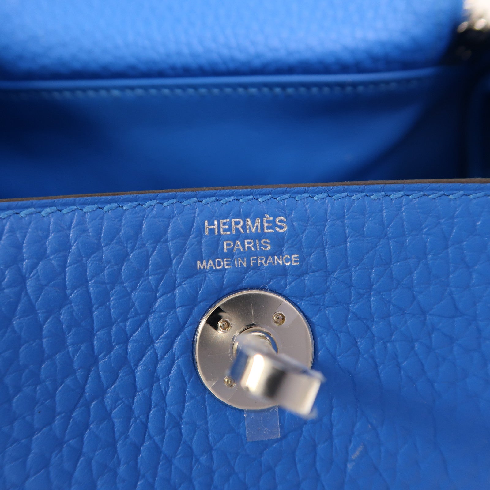 HERMES 【激減優惠】Clemence皮革Mini Lindy銀扣手挽肩背兩用袋Blue Hydra