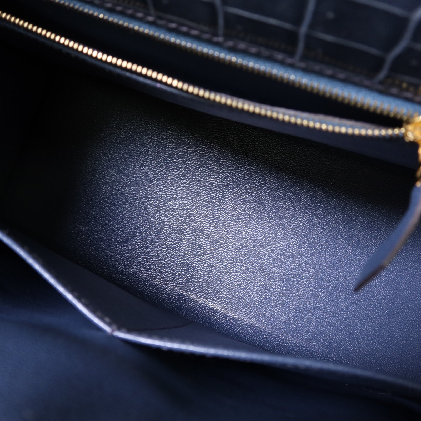 HERMES 【激減優惠】鱷魚皮革Kelly 28金扣手挽肩背兩用袋Bleu Orage