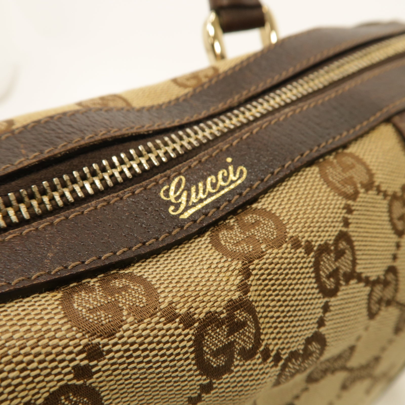 GUCCI 帆布Hand Bag手挽袋銀扣手挽袋啡色
