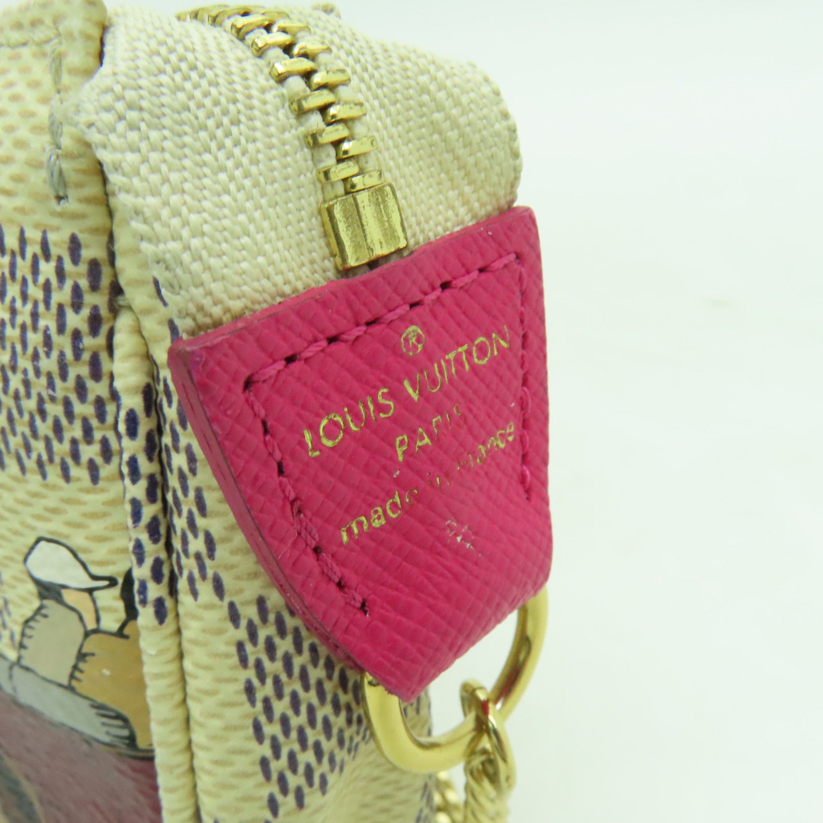 LOUIS VUITTON 【激減優惠】Damier Azur Mini Pochette Accessoires Pouch金扣鏈帶肩背袋白色