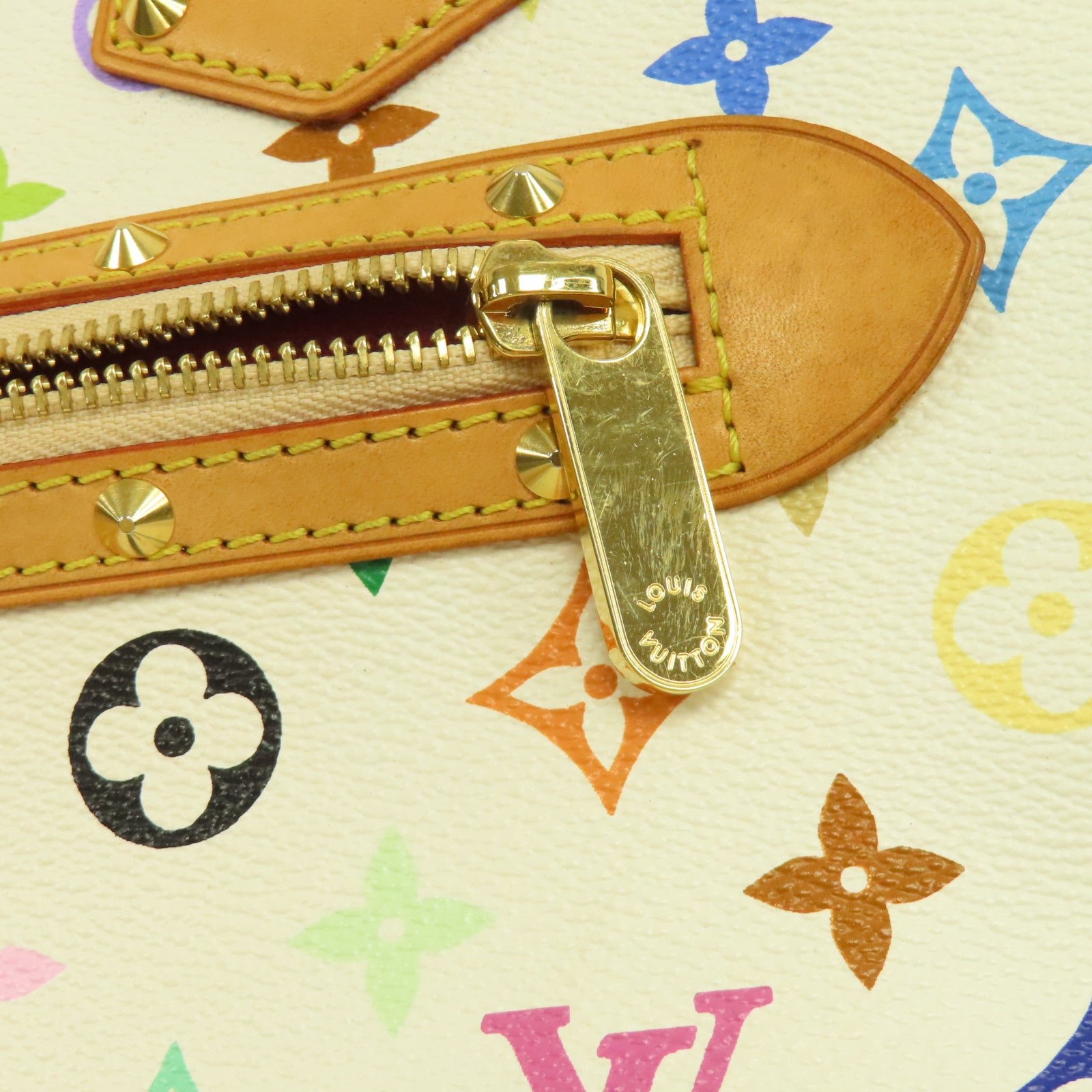 LOUIS VUITTON Monogram Multicolore Alma金扣手挽袋白色/彩色