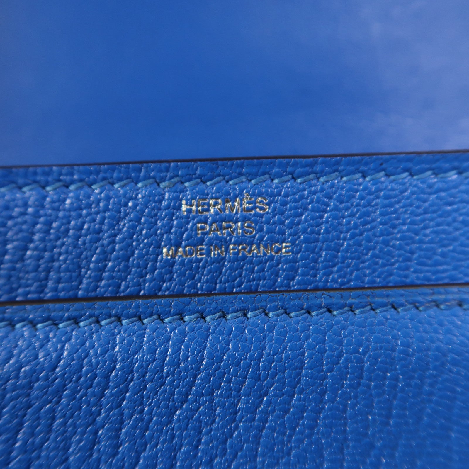 HERMES Chevre皮革Verrou Mini銀扣鏈帶肩背袋Bleu Hydra