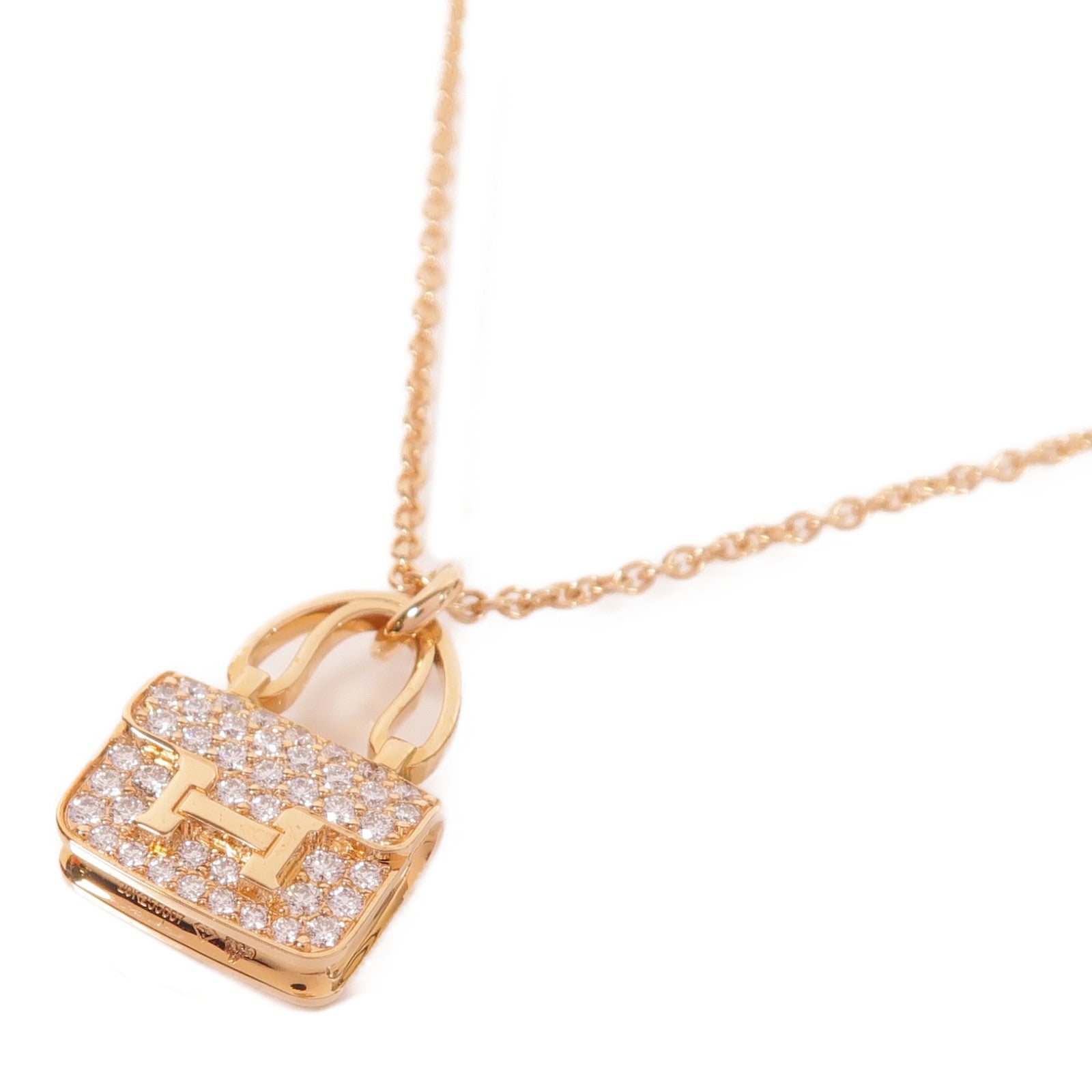 HERMES 18K玫瑰金Amulettes Constance Pendant項鍊