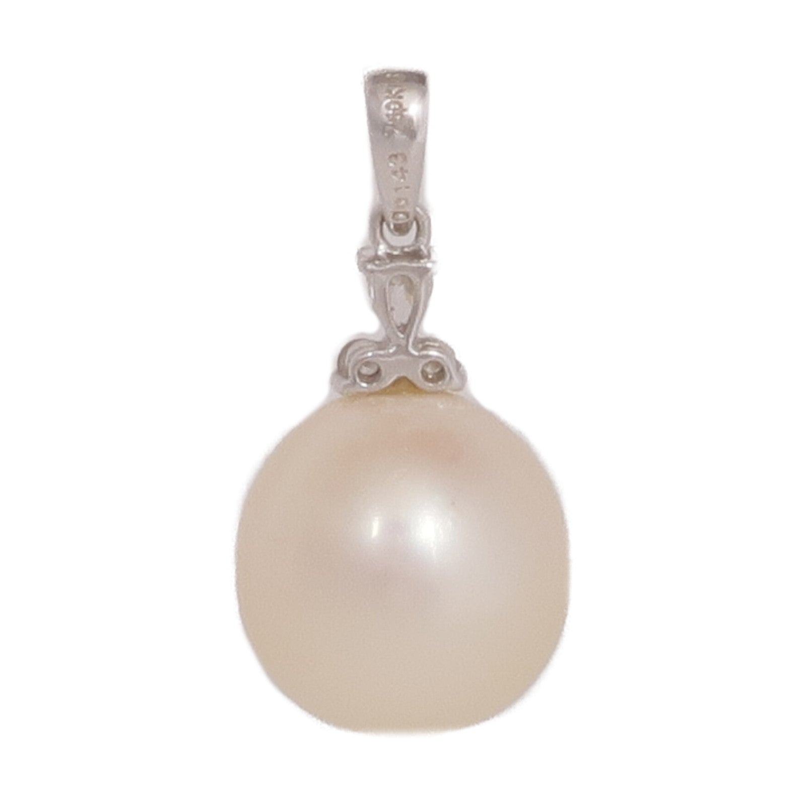 JEWELRY 18K白金Pearl Diamond Pendant Top珍珠/鑽石吊墜