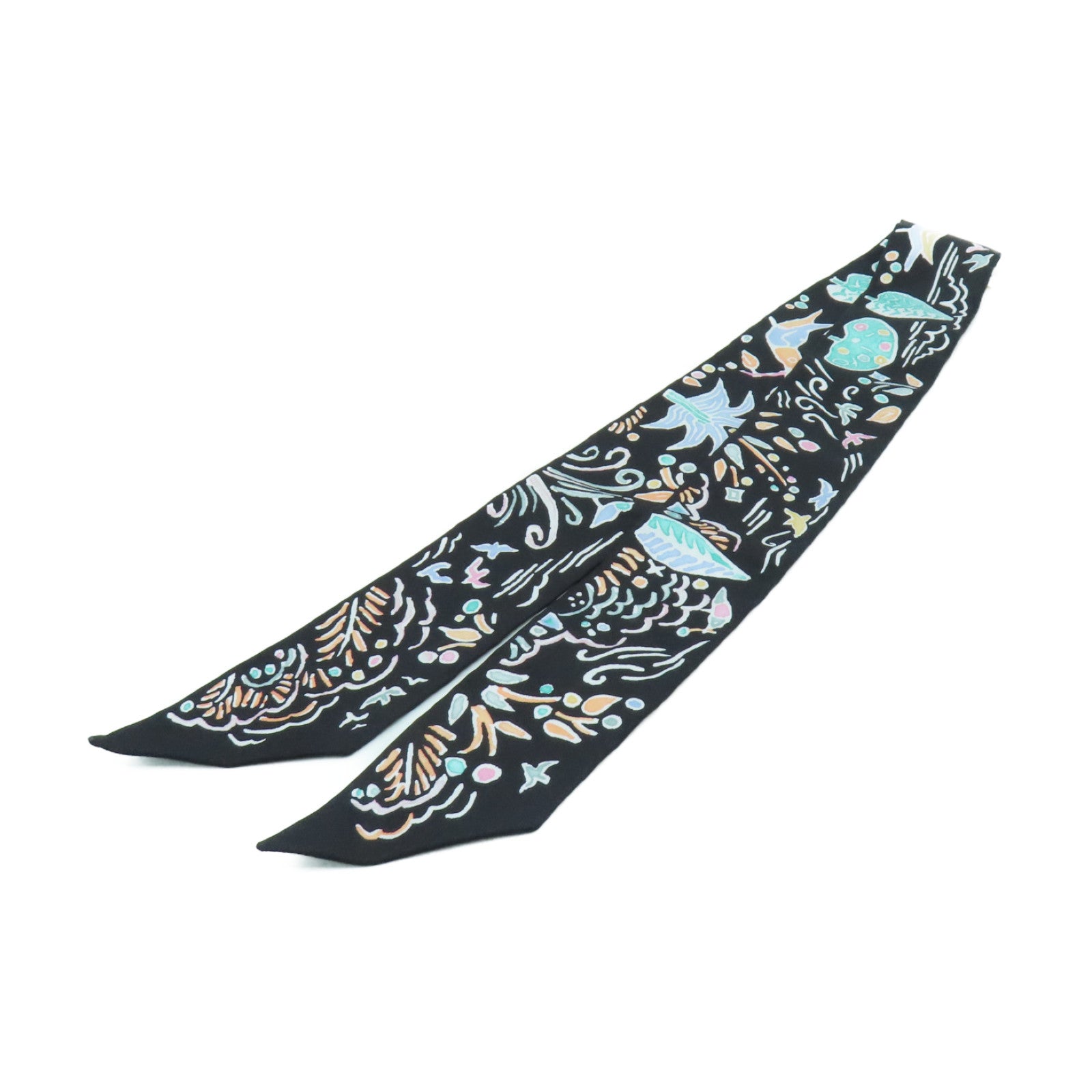 HERMES 【激減優惠】絲質Twilly絲巾黑色/彩色