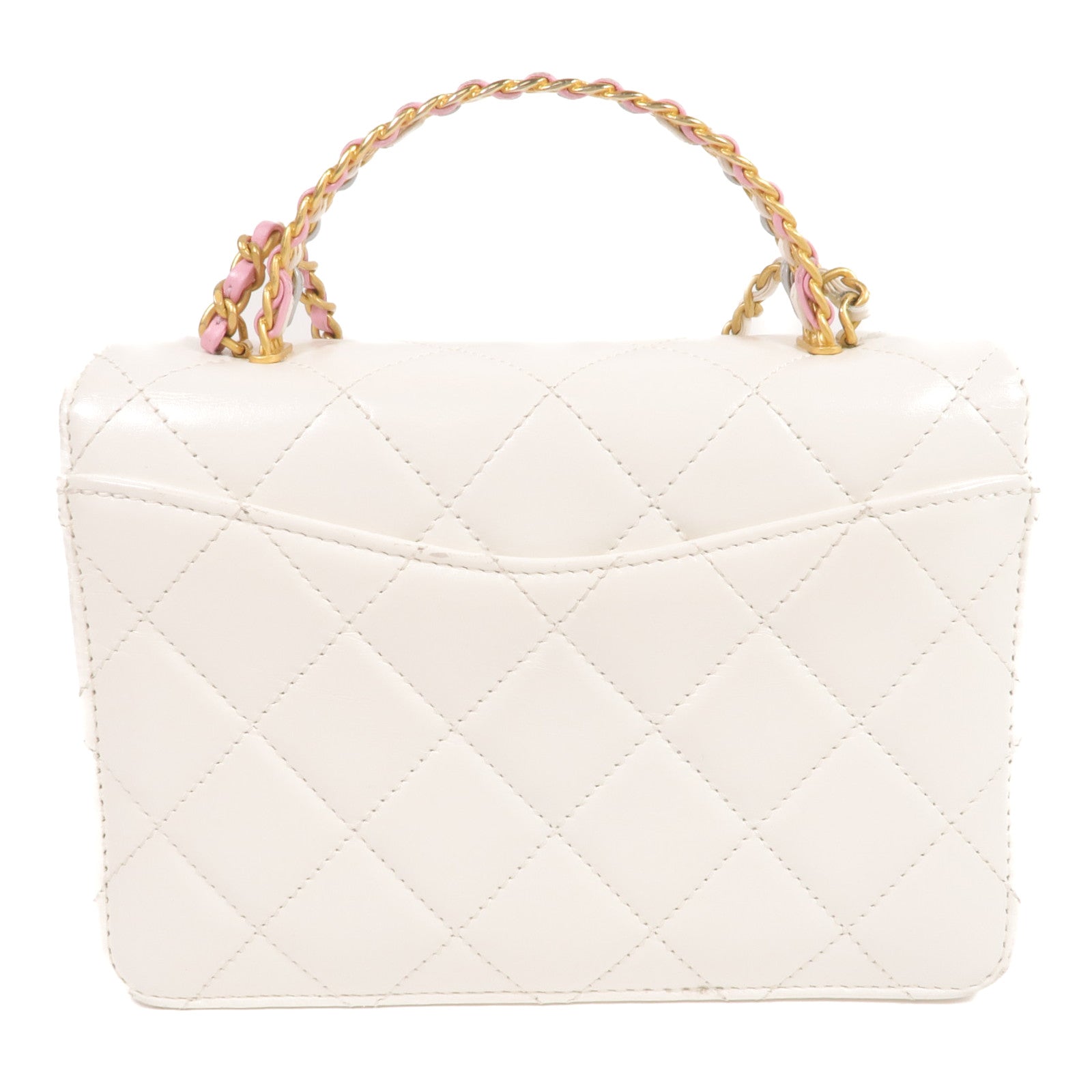 CHANEL 牛皮皮革Top Handle Mini Flap Bag金扣手挽肩背兩用袋