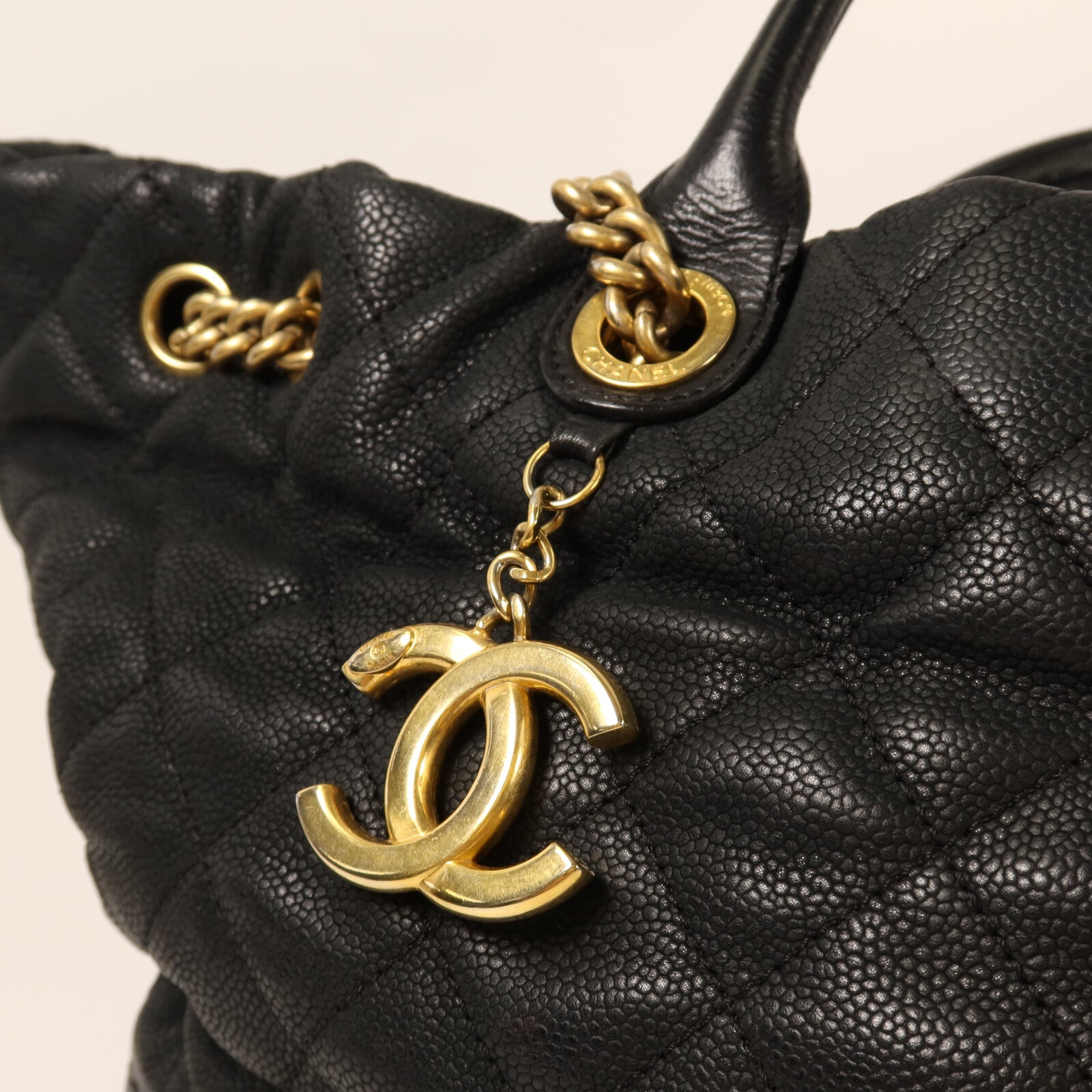 CHANEL 牛皮皮革2 Way Shoulder金扣鏈帶手挽肩背兩用