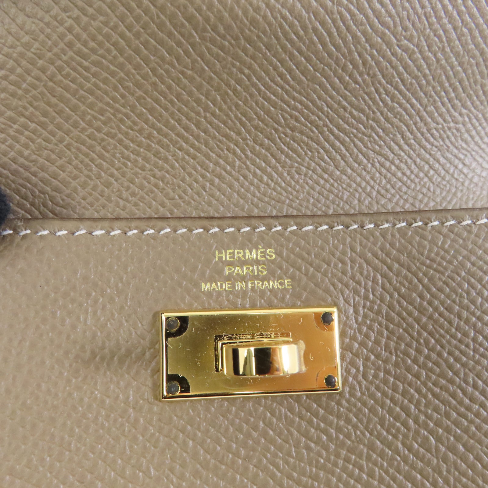 HERMES 【激減優惠】Epsom皮革Kelly Pocket Wallet金扣錢包Etoupe/米色