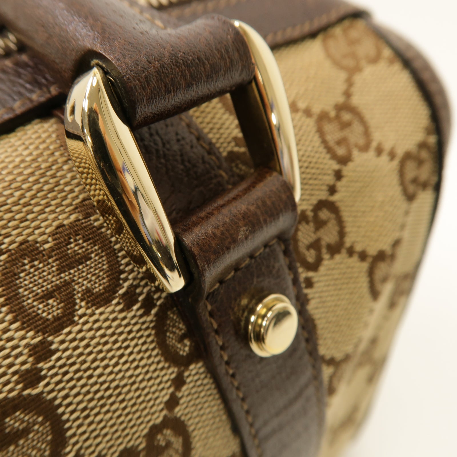 GUCCI 帆布Hand Bag手挽袋銀扣手挽袋啡色