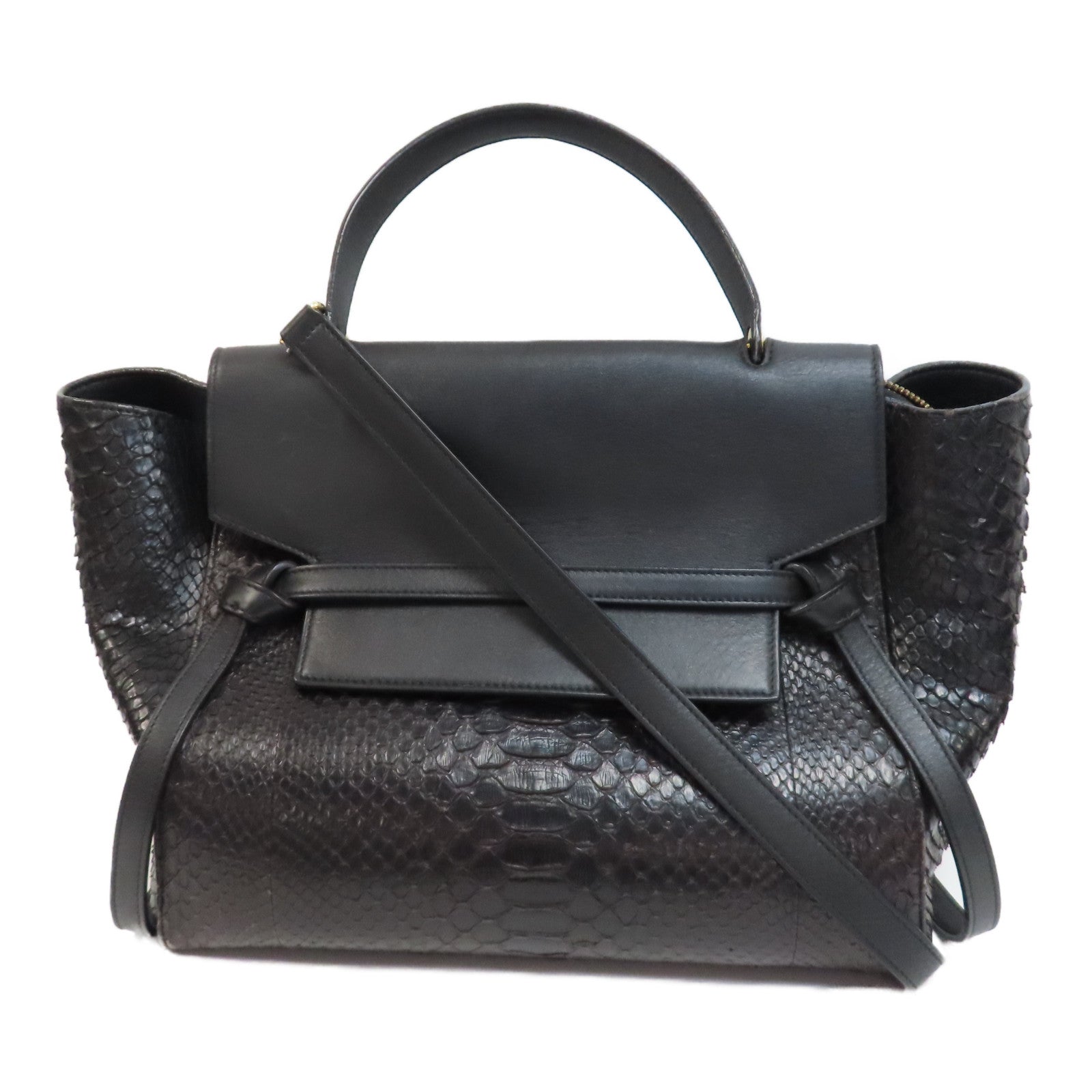 CELINE 【激減優惠】蛇皮皮革Belt Bag金扣手挽肩背兩用袋黑色