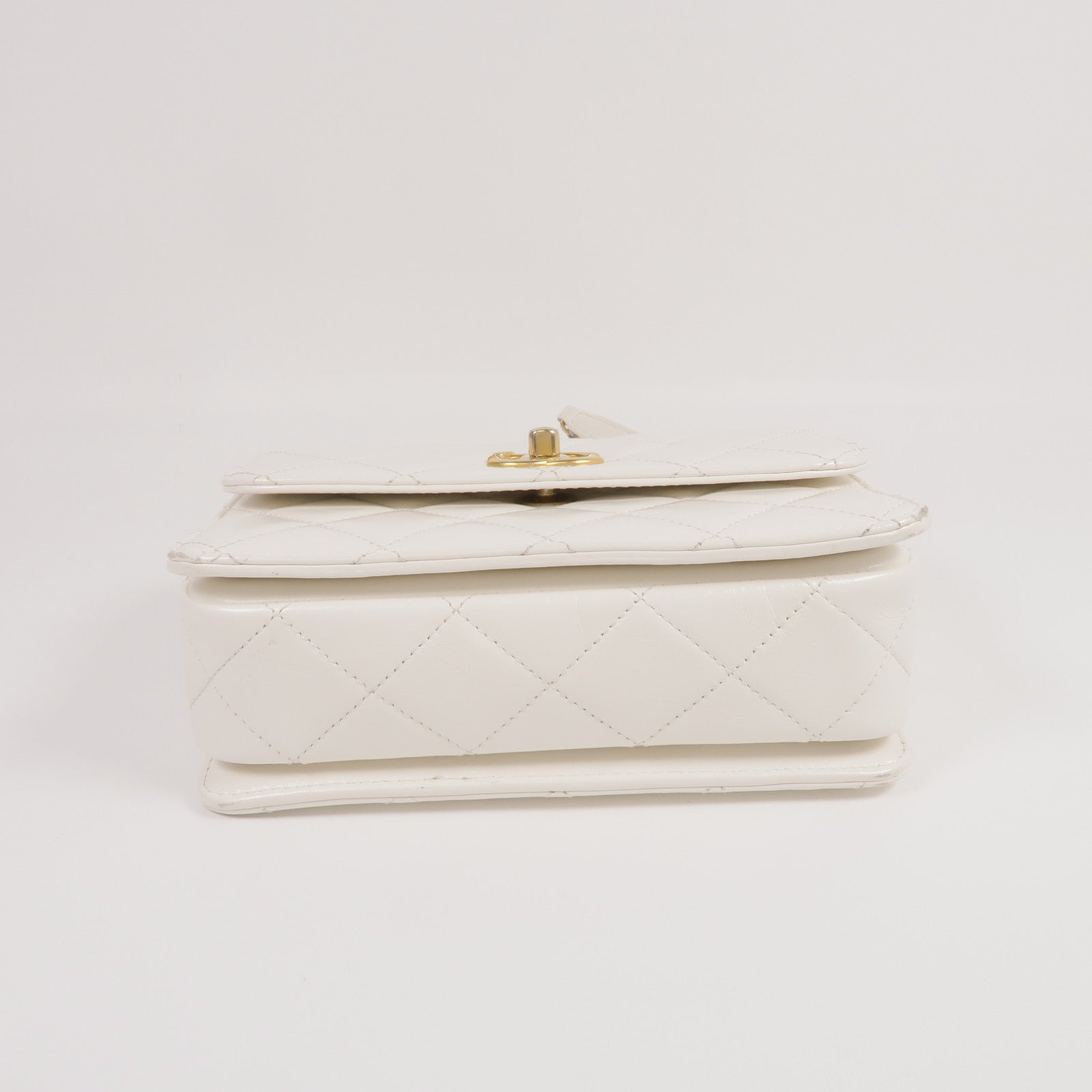 CHANEL 牛皮皮革Top Handle Mini Flap Bag金扣手挽肩背兩用袋