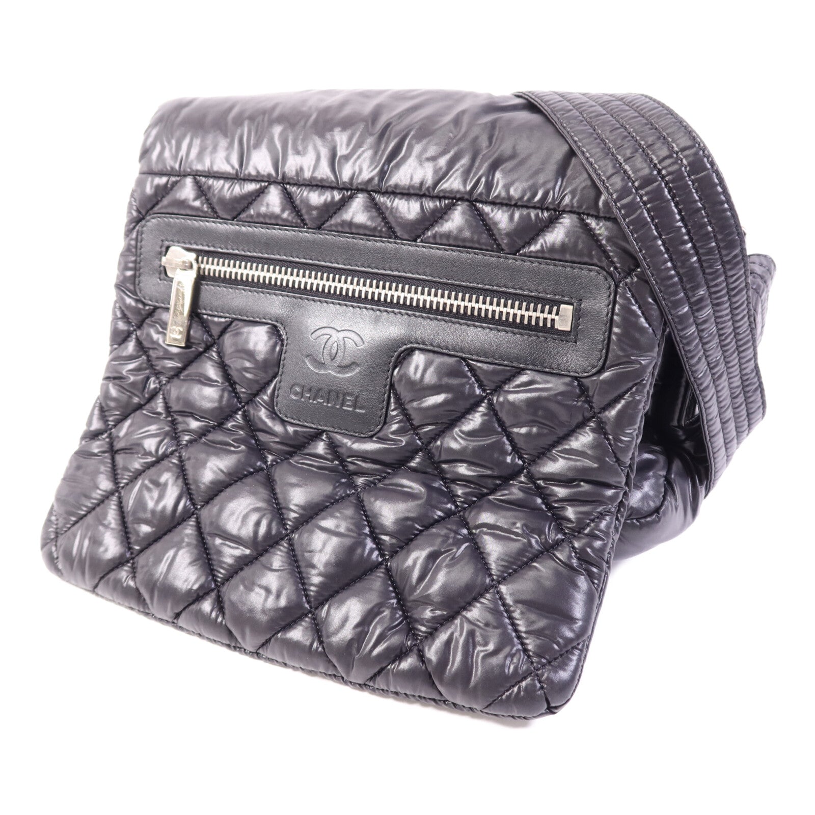 CHANEL 尼龍Coco Cocoon銀扣肩背袋