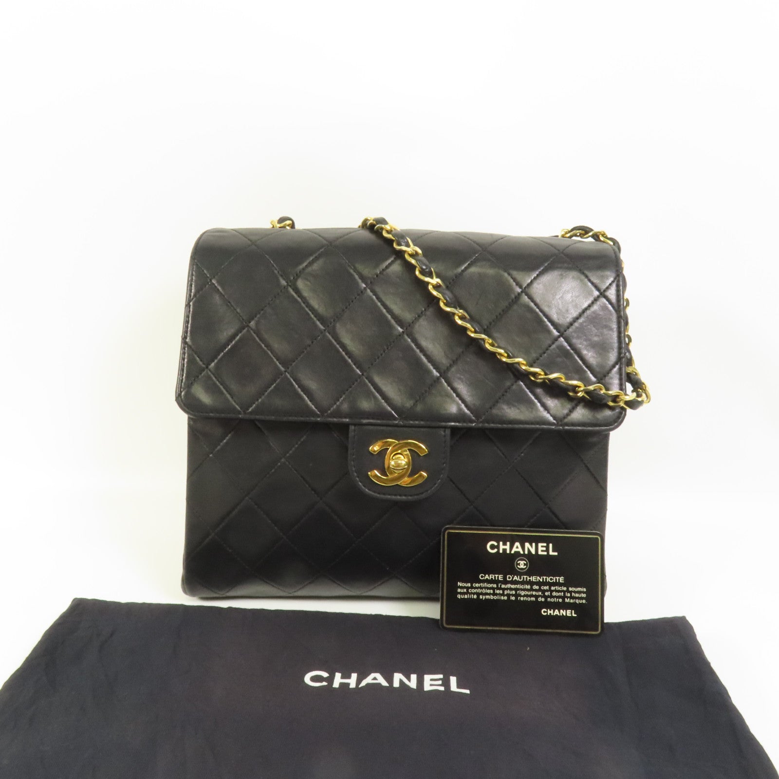 CHANEL 羊皮皮革Vintage Matelasse Shoulder Bag金扣鏈帶肩背袋