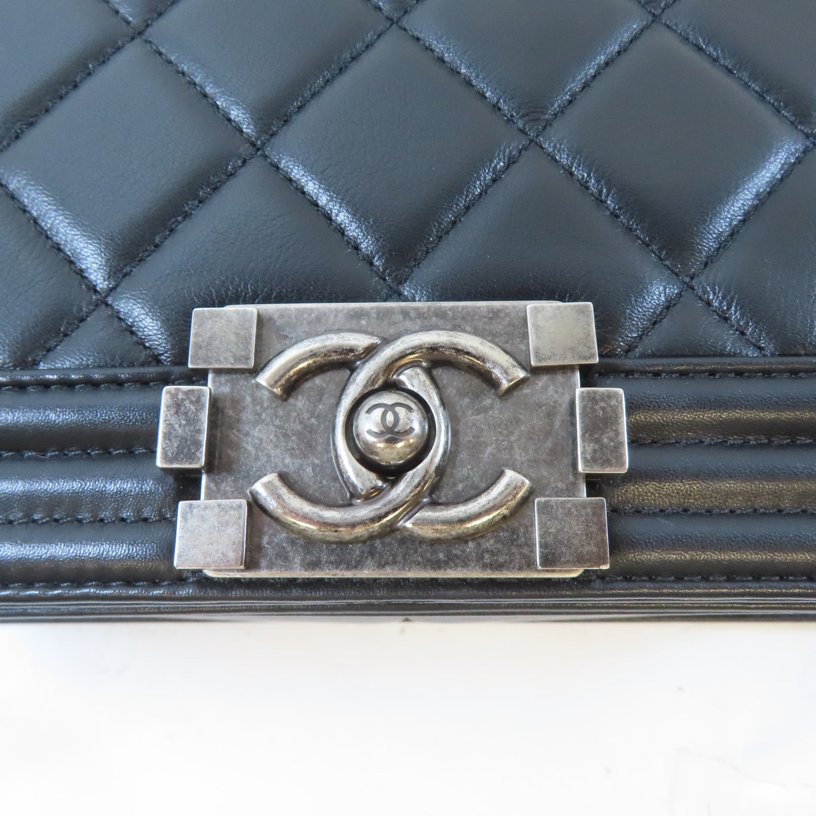 CHANEL 【激減優惠】菱格羊皮皮革Boy Chanel鏈帶肩背袋黑色
