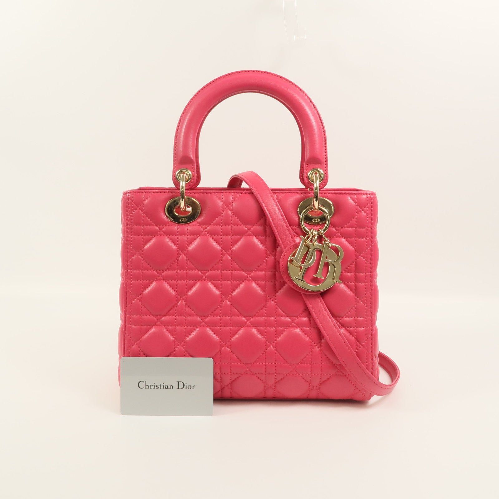 Dior 羊皮皮革Lady Dior Medium手挽肩背兩用袋