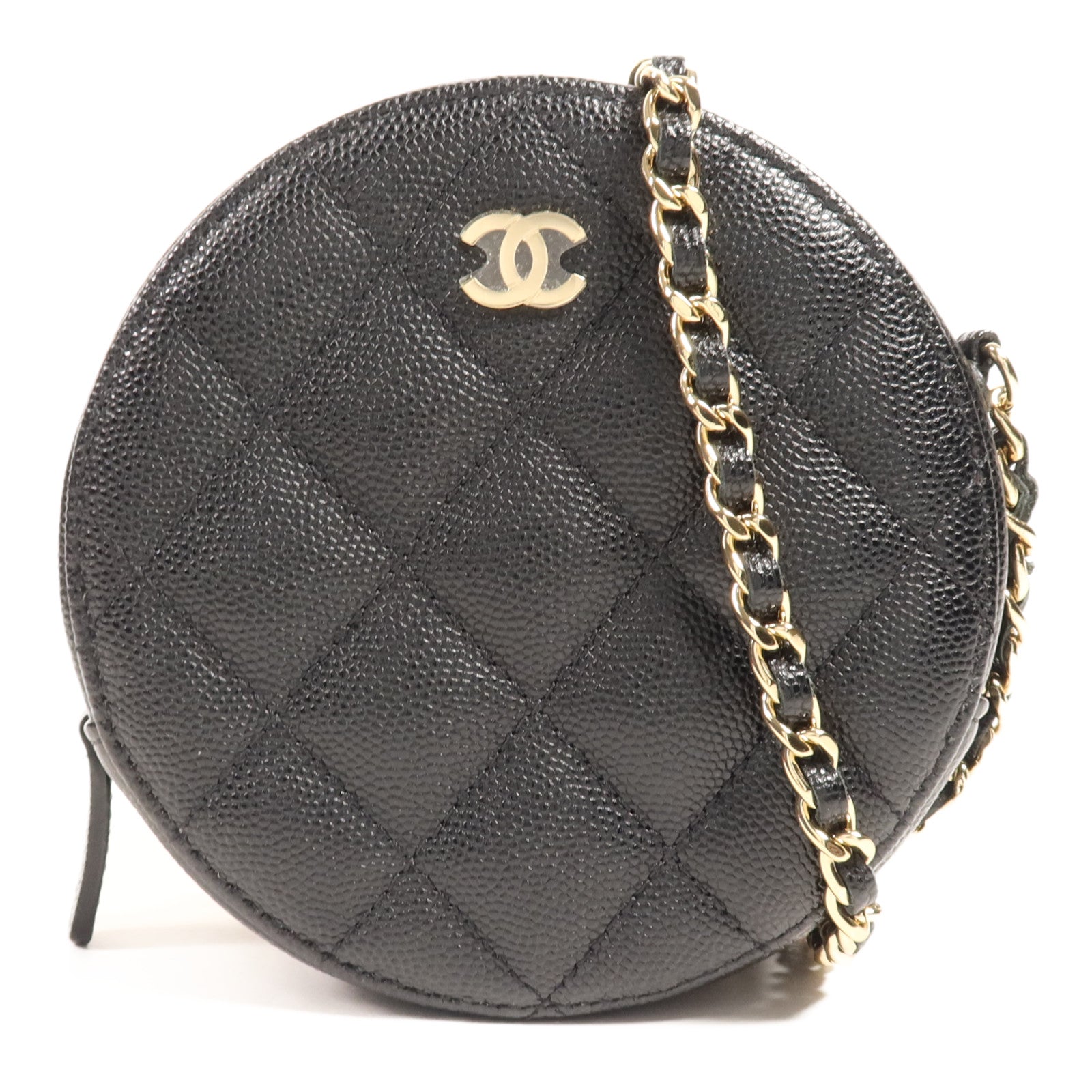 CHANEL 牛皮皮革Shoulder Bag金扣鏈帶肩背袋