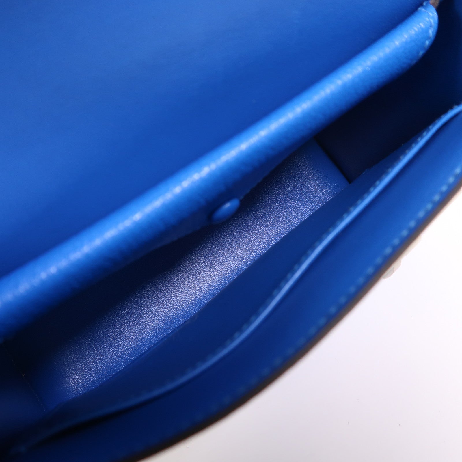 HERMES Chevre皮革Verrou Mini銀扣鏈帶肩背袋Bleu Hydra