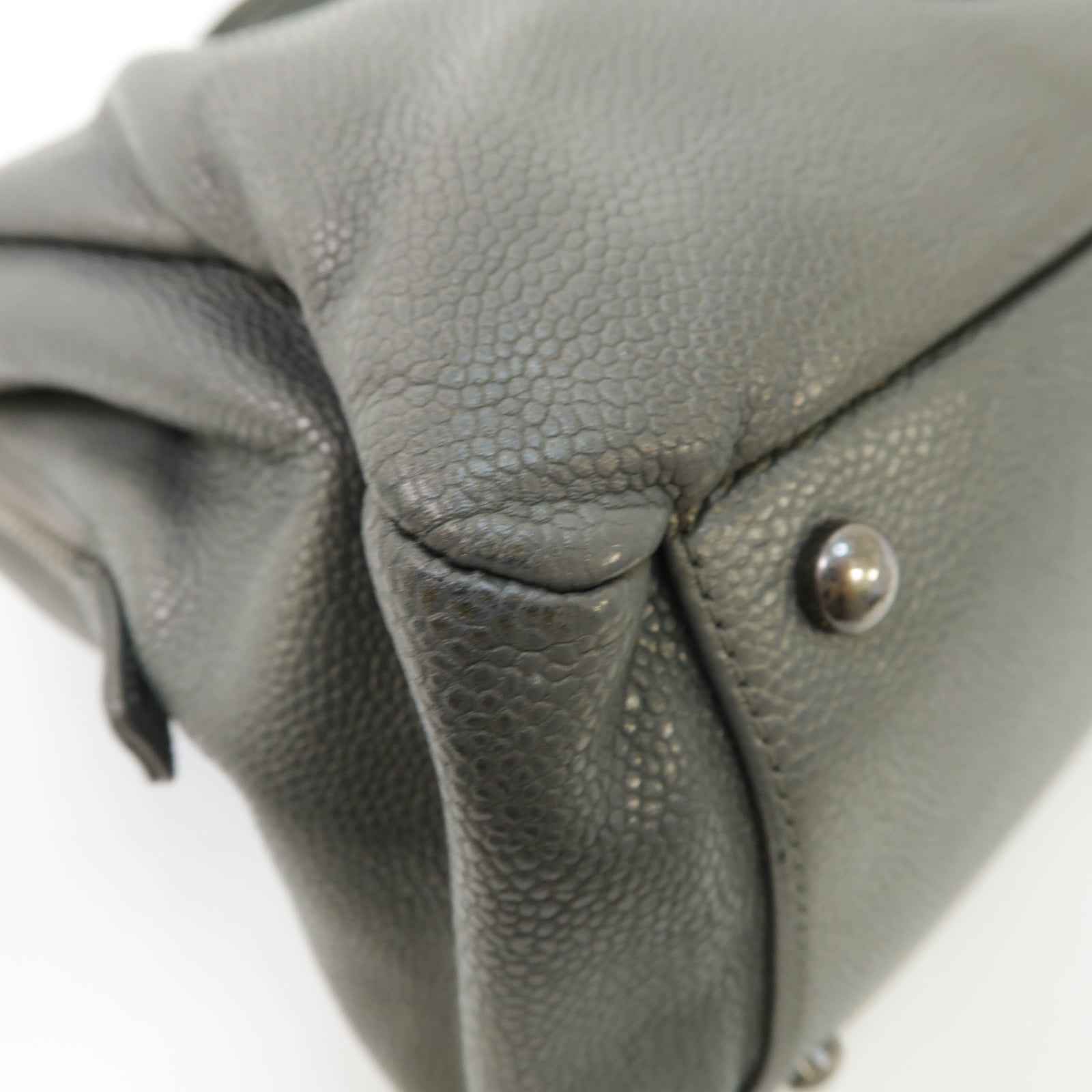 CHANEL 牛皮皮革Chain Shoulder Bag銀扣鏈帶肩背袋灰色