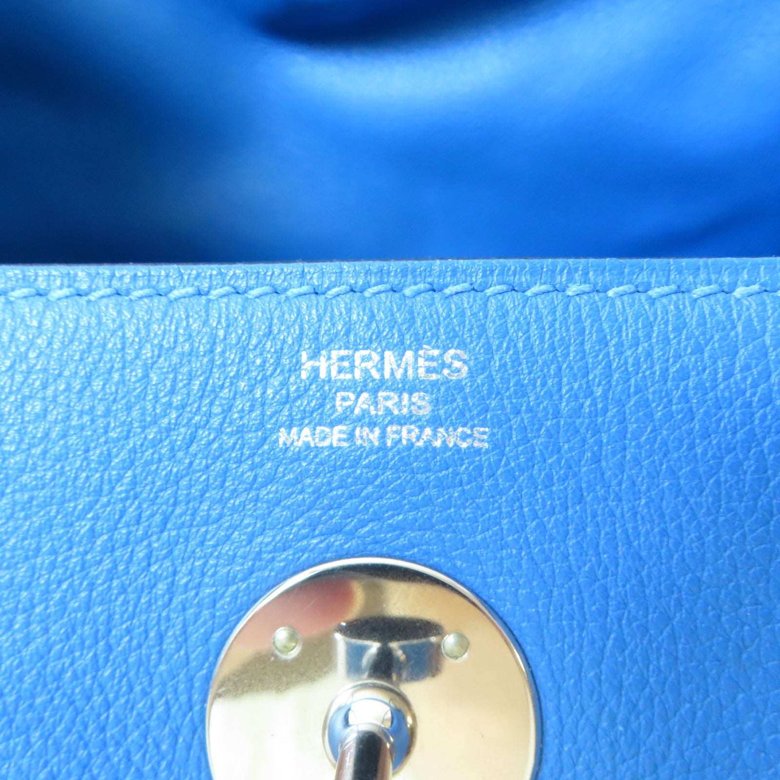 HERMES 【激減優惠】Evercolor皮革Lindy 26銀扣手挽肩背兩用袋Bleu Hydra/藍色